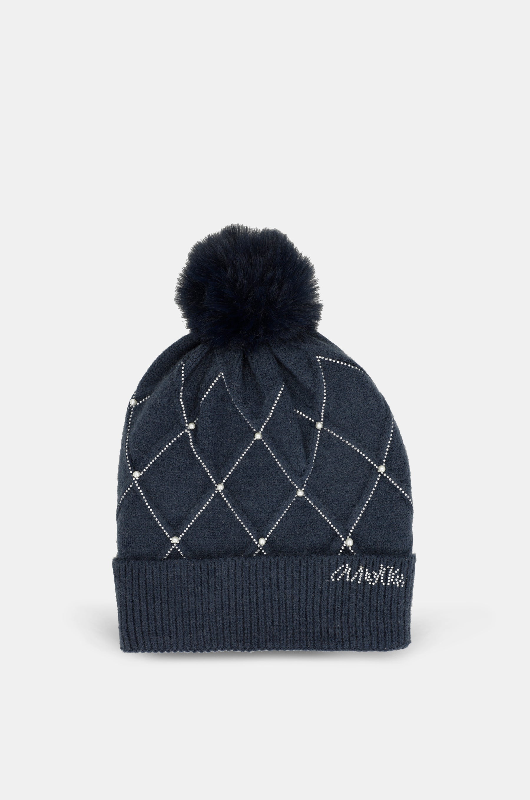 Navy blue knitted beanie