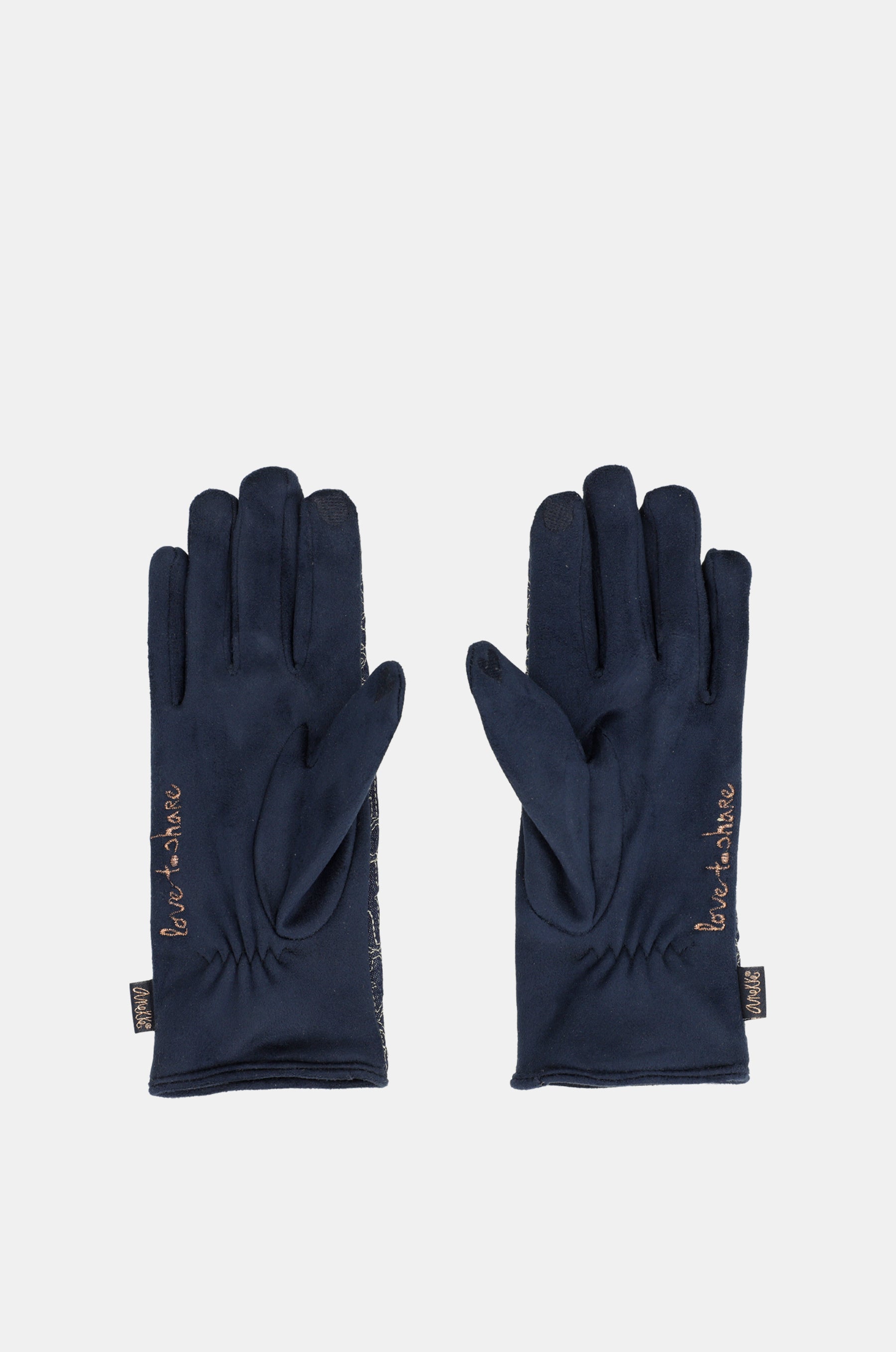 Printed denim gloves