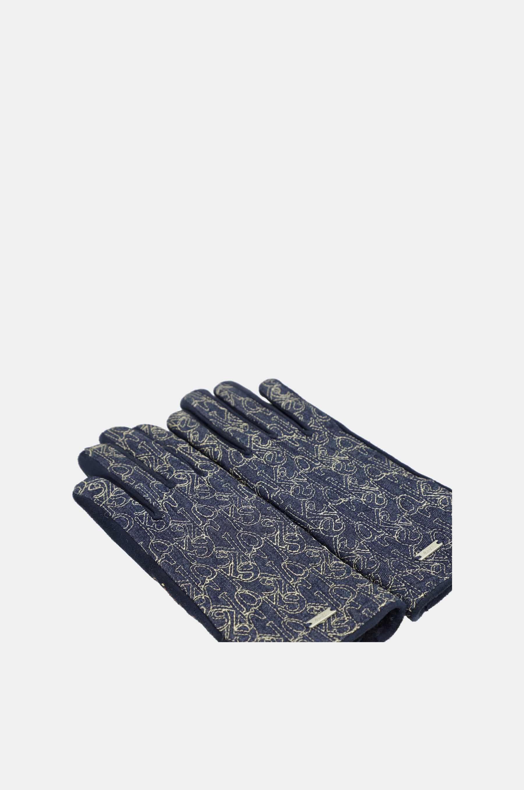 Printed denim gloves