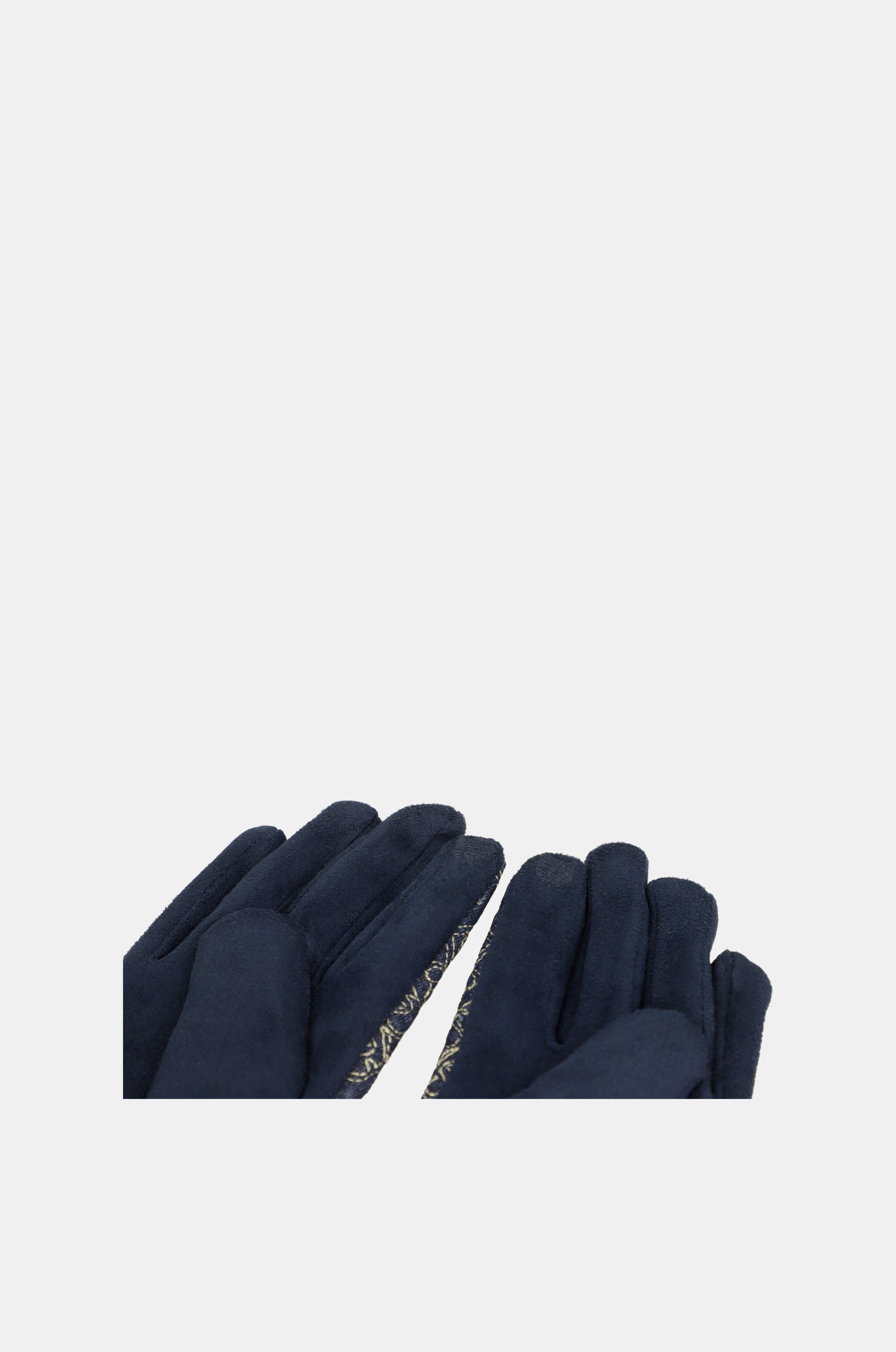 Printed denim gloves