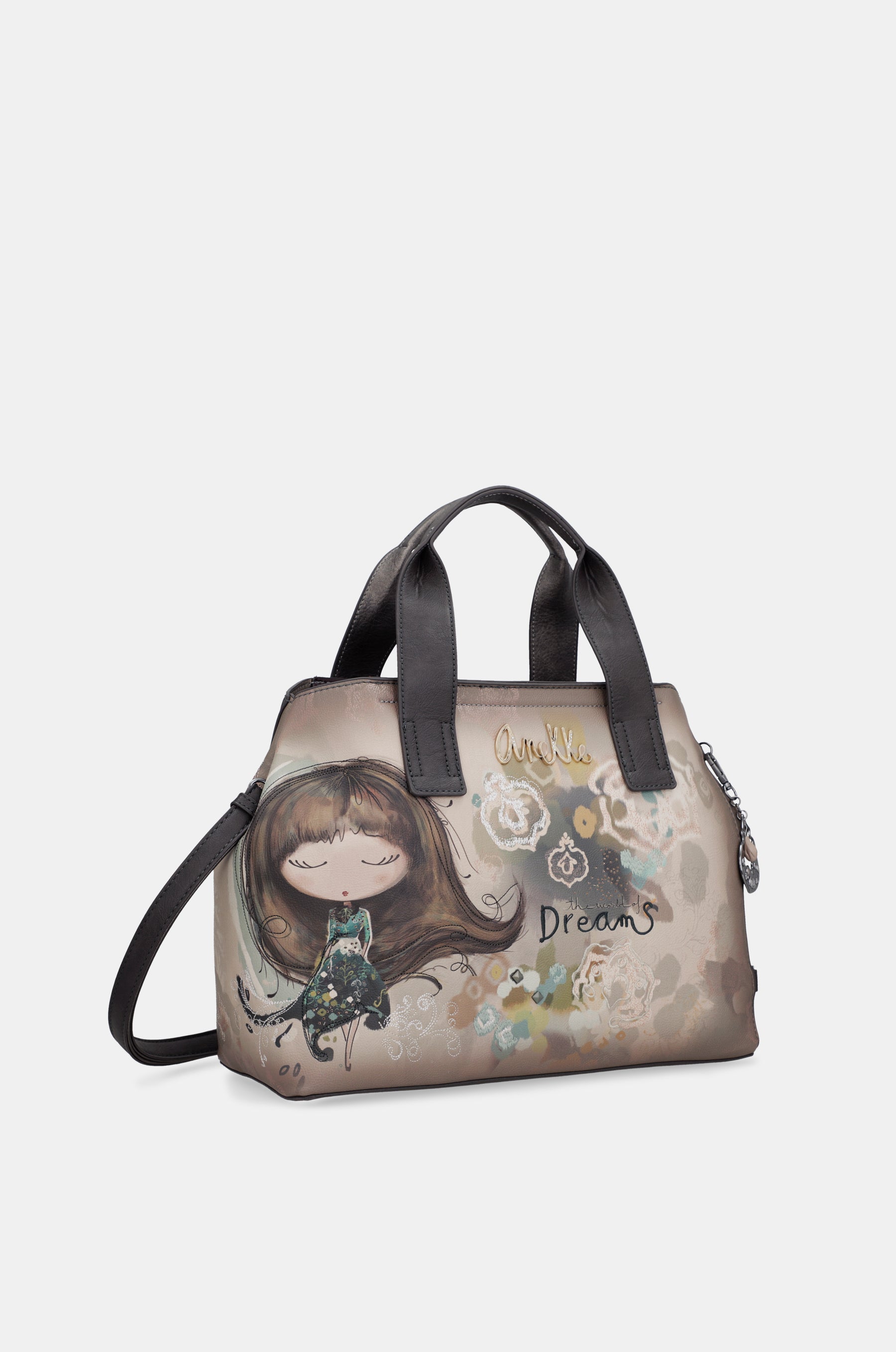 Real handbag with shoulder strap