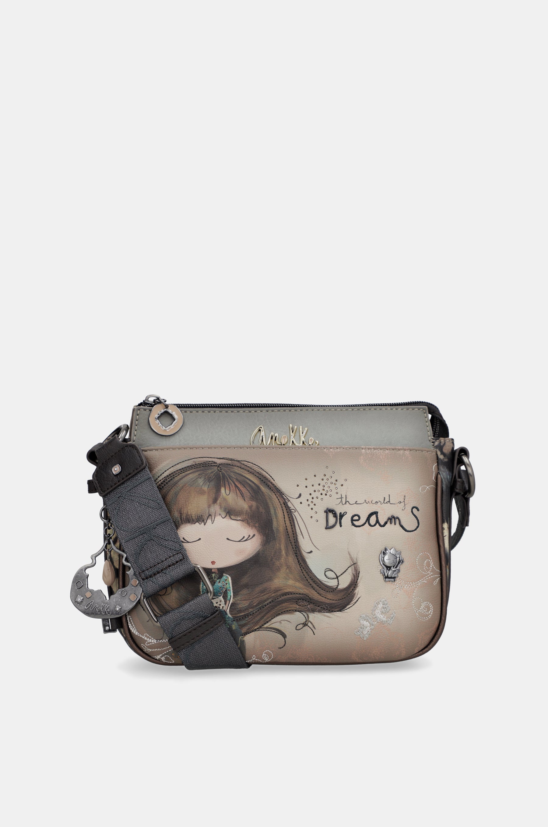 Real 3-compartment medium crossbody bag