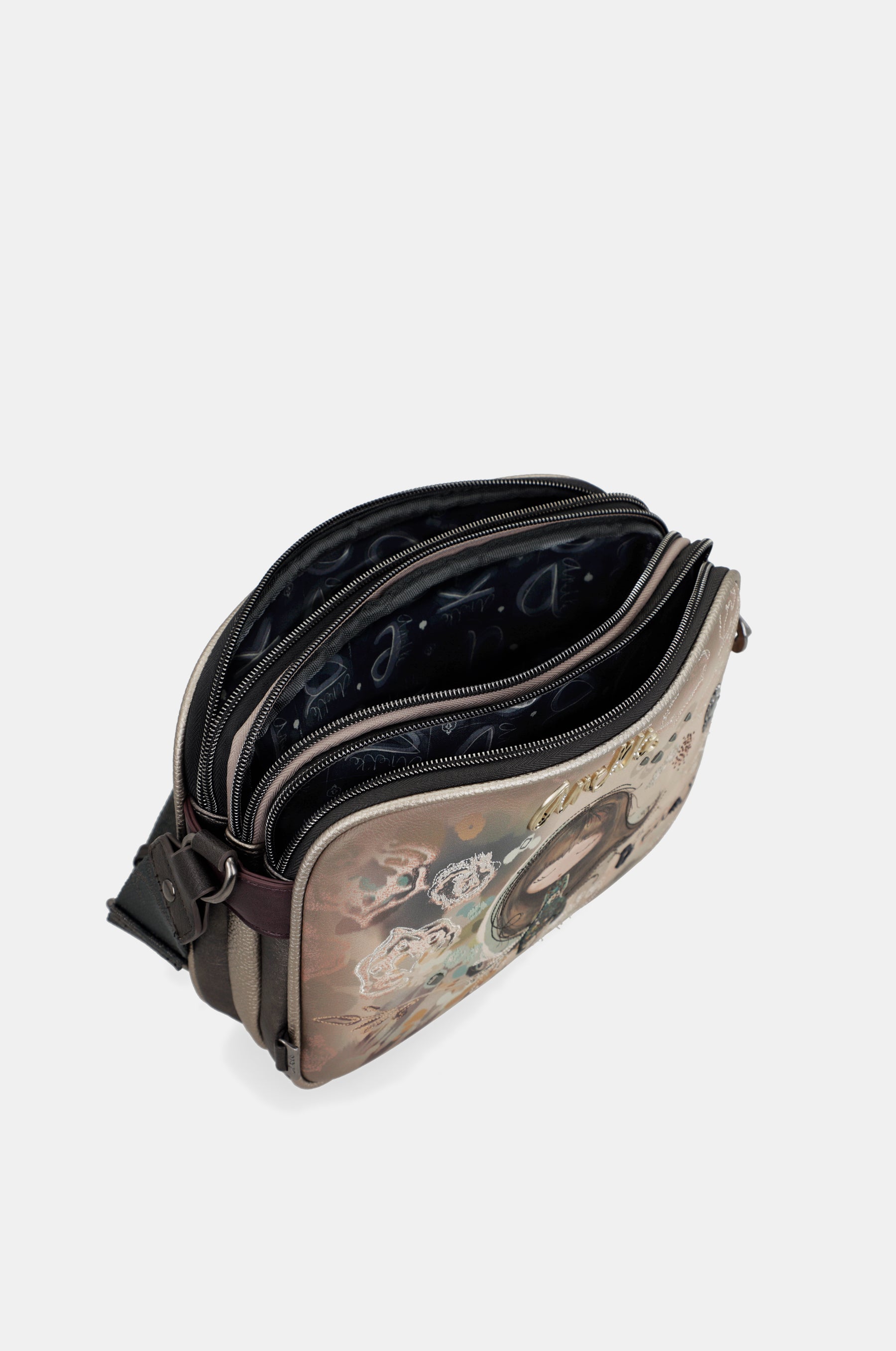 Real 3-compartment crossbody bag