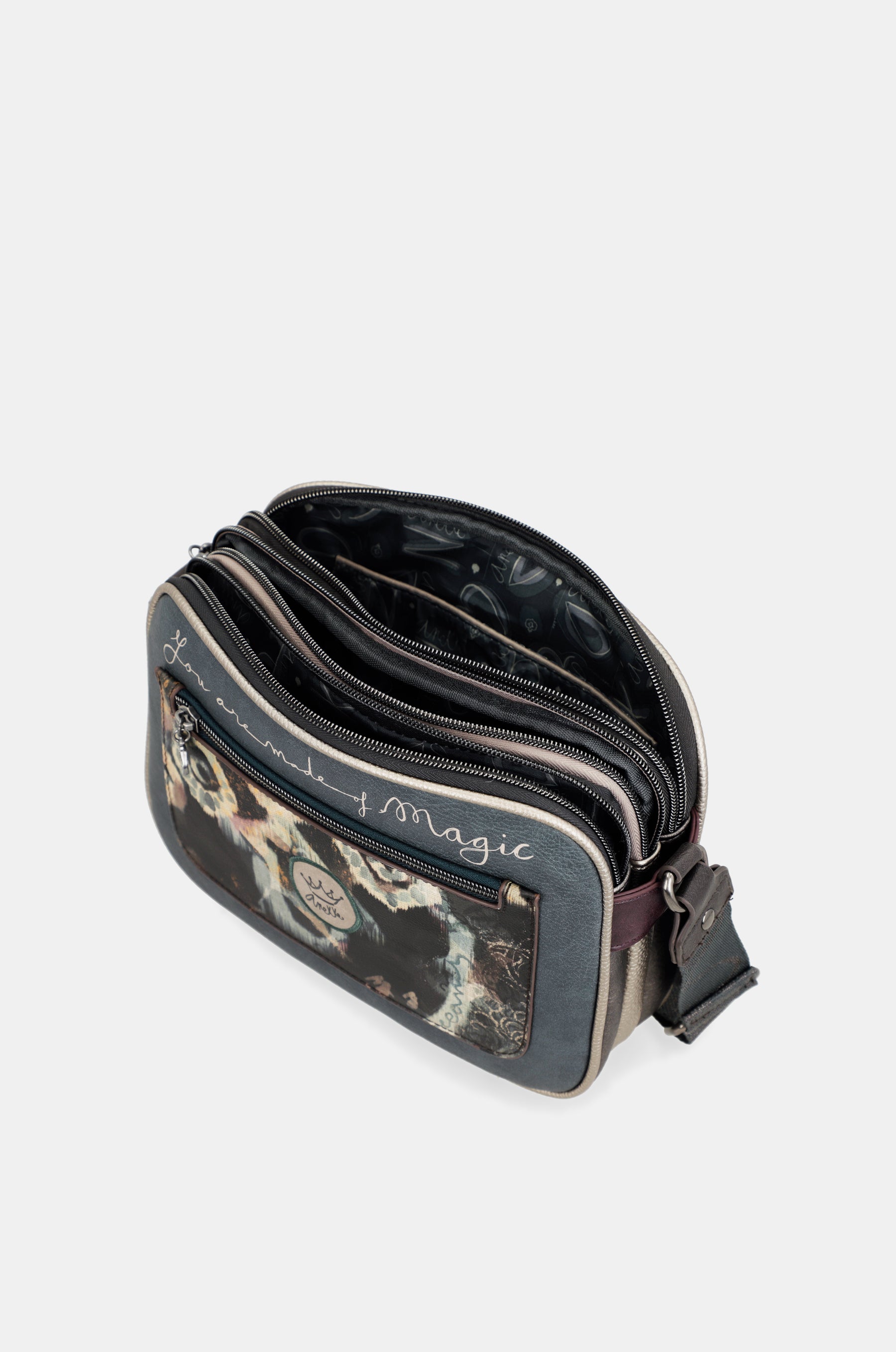 Real 3-compartment crossbody bag