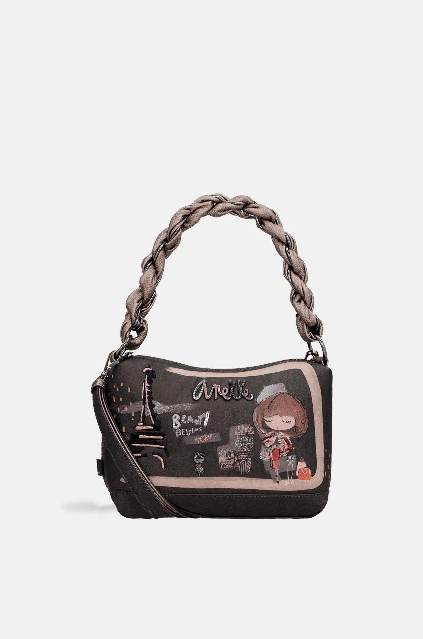 Mademoiselle short-handle bag with shoulder strap