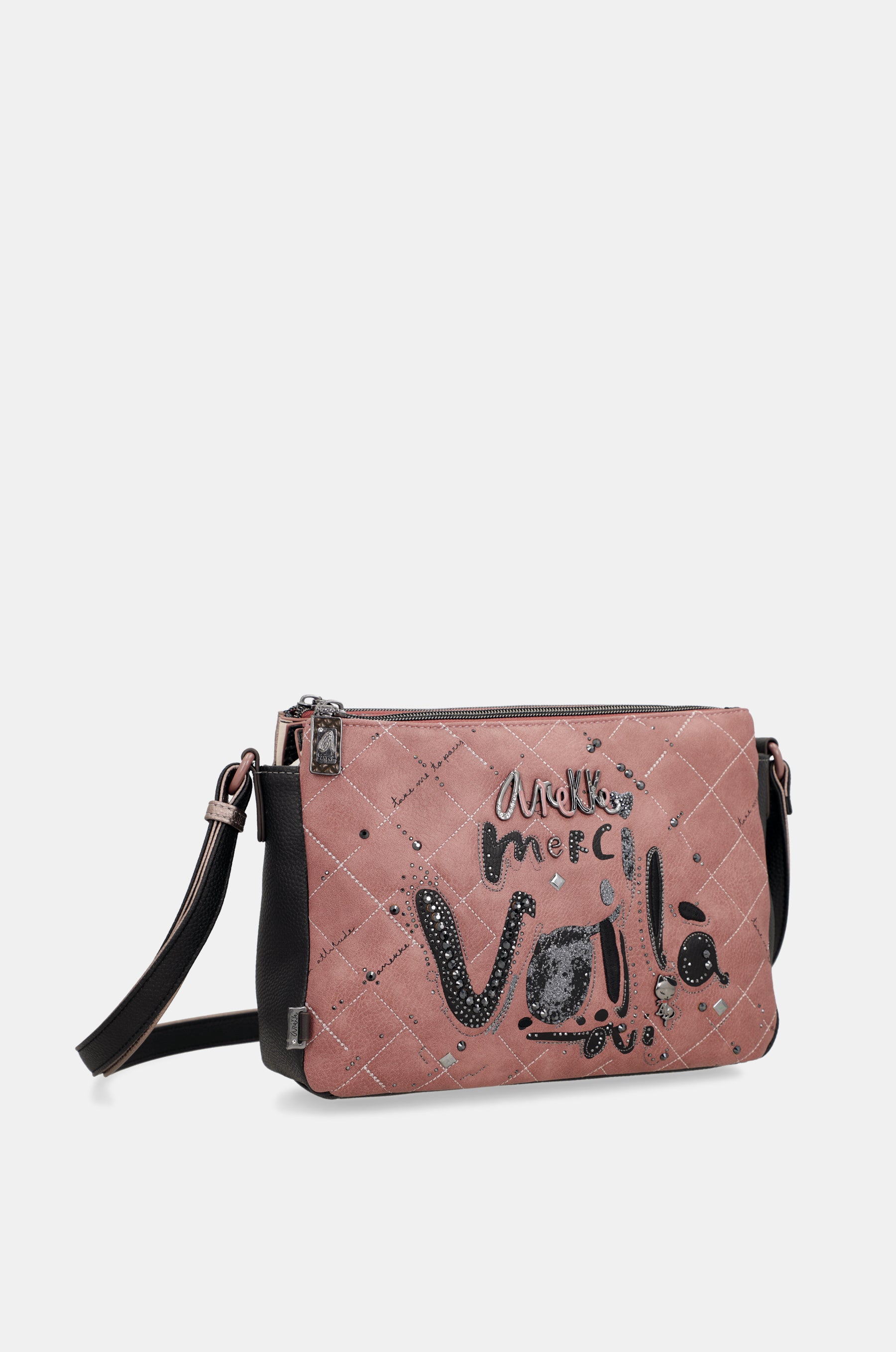 Parisian 3-compartment printed crossbody bag
