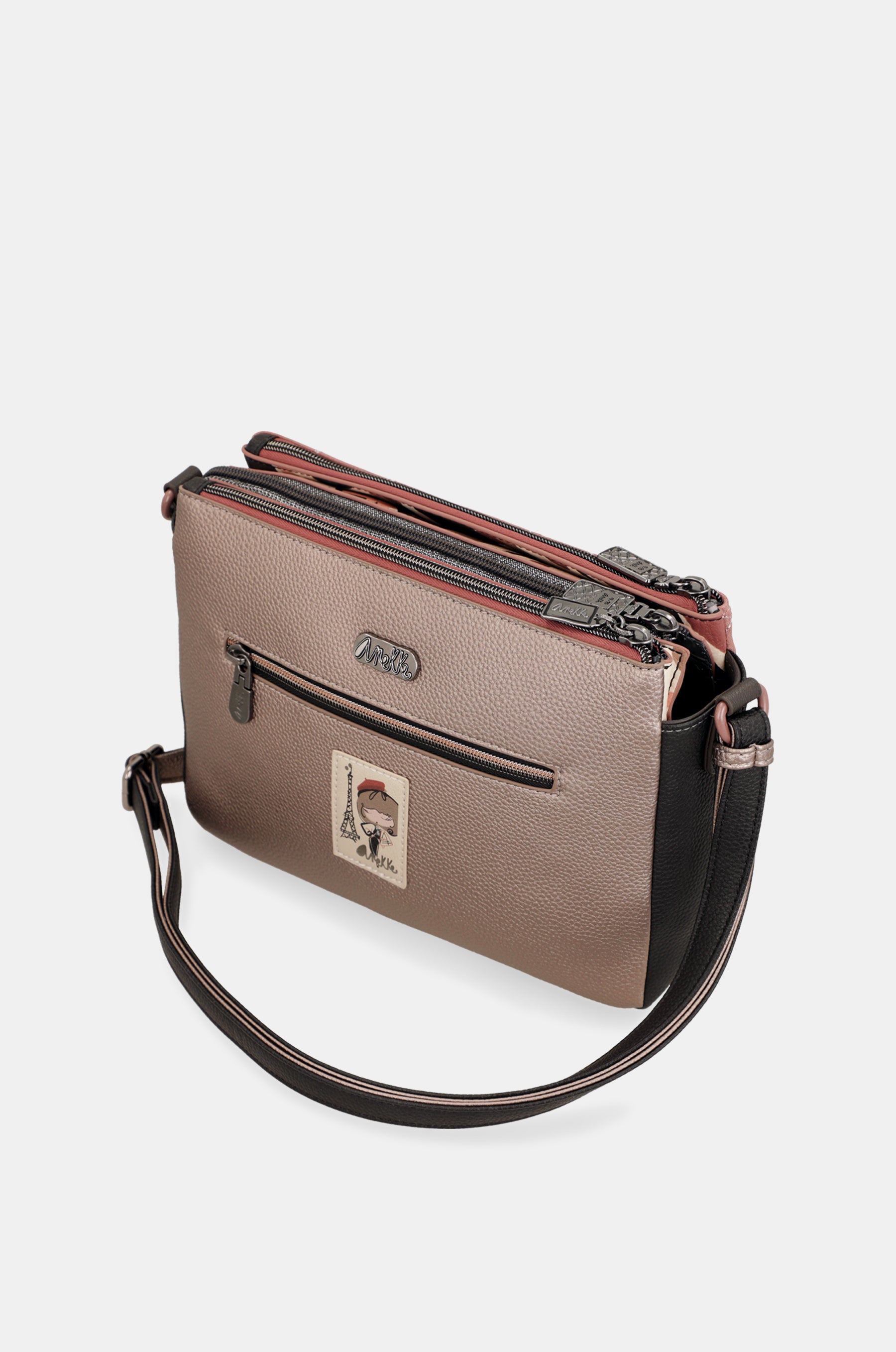 Parisian 3-compartment printed crossbody bag