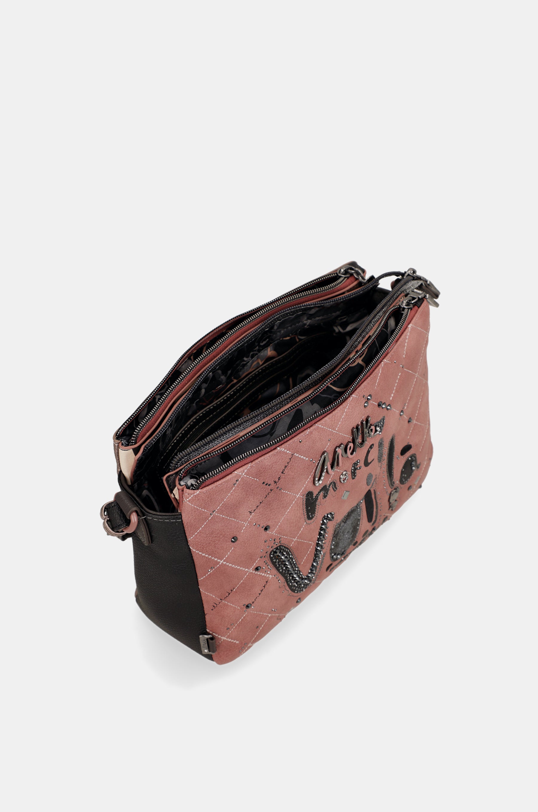 Parisian 3-compartment printed crossbody bag