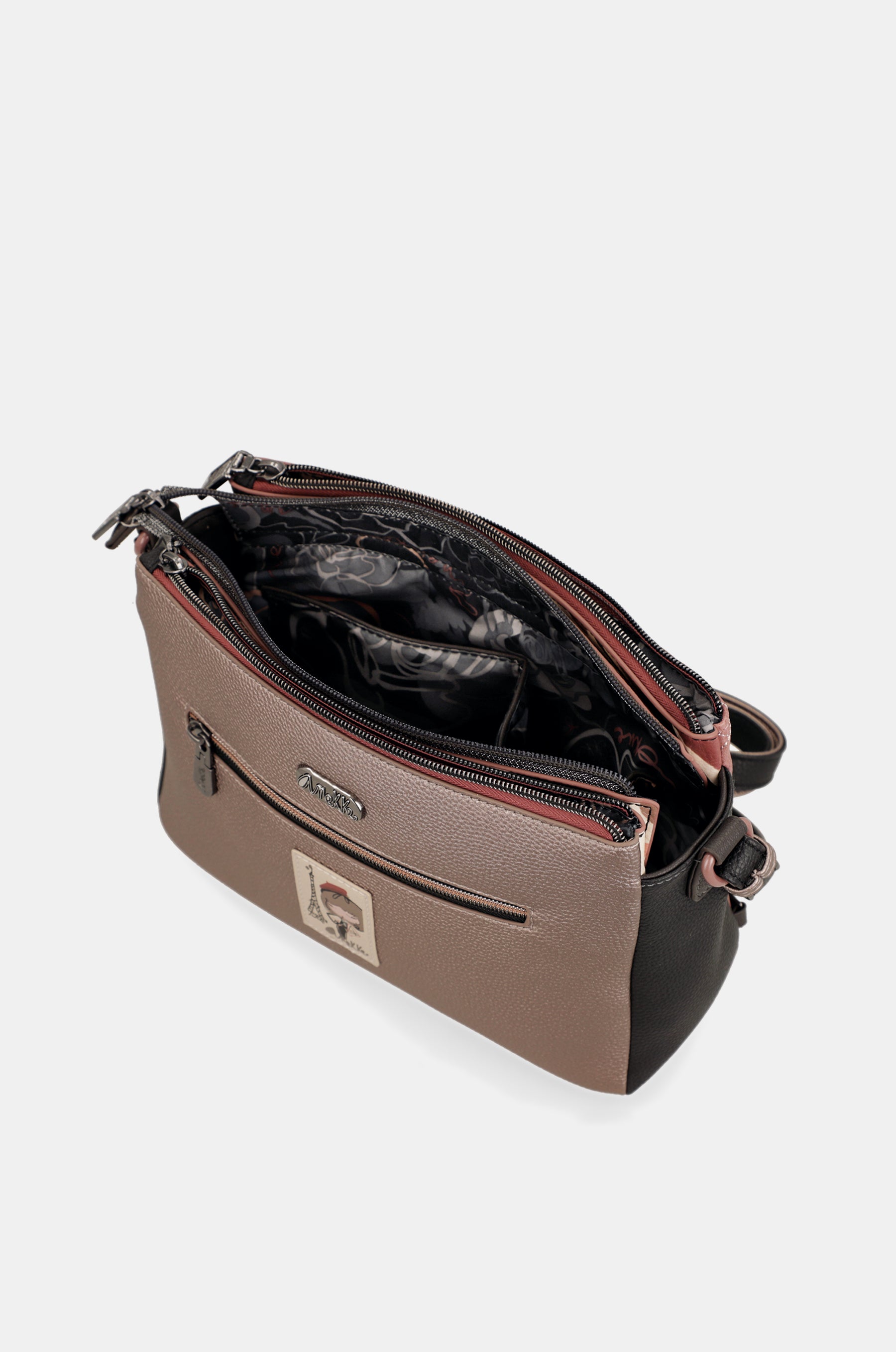 Parisian 3-compartment printed crossbody bag