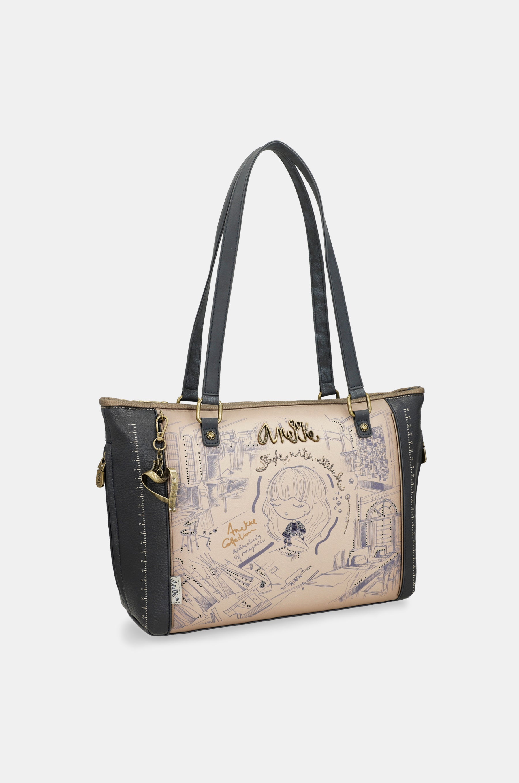 Studio shopper bag with shoulder strap