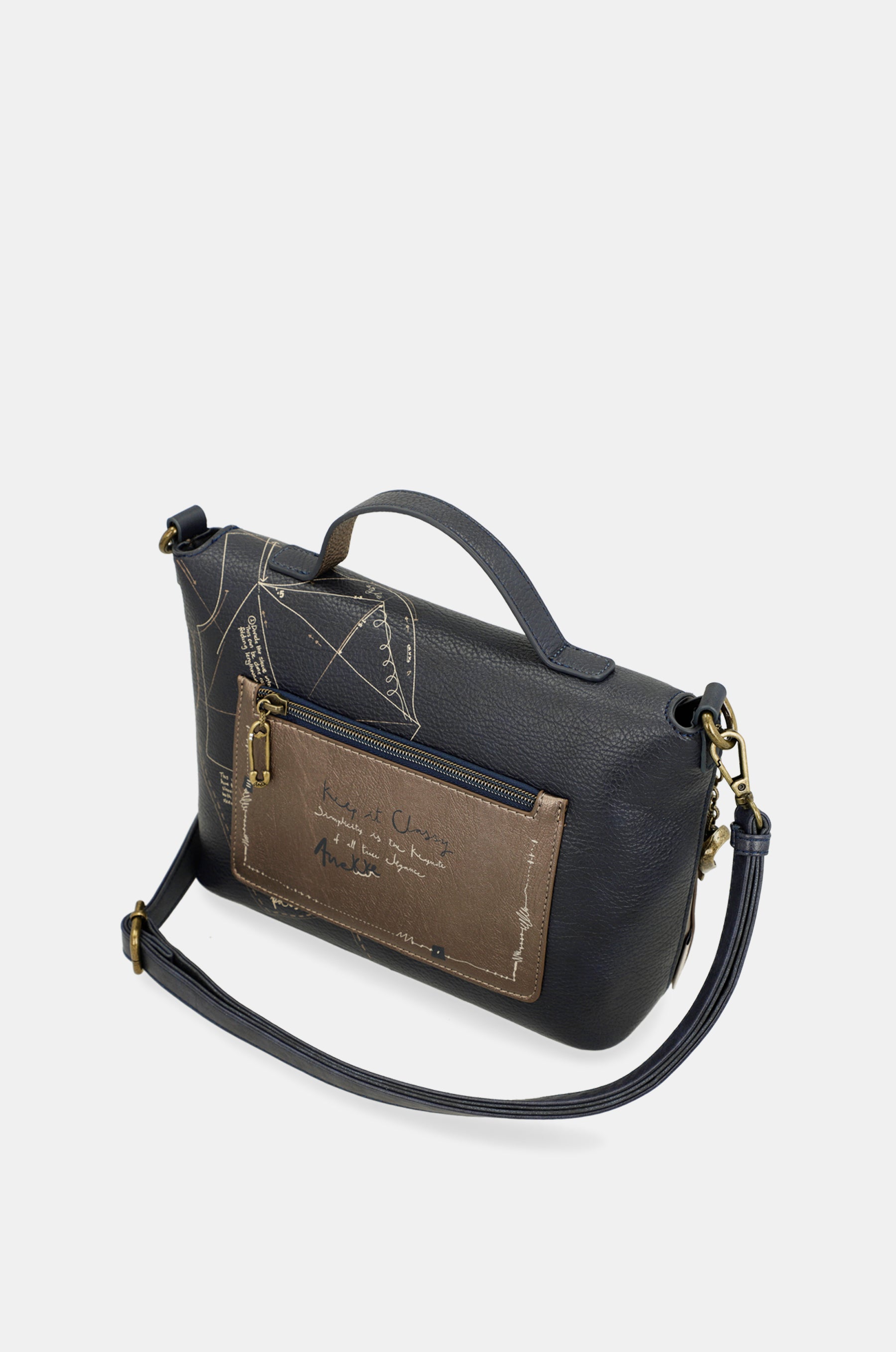 Studio crossbody bag with flap and short handle