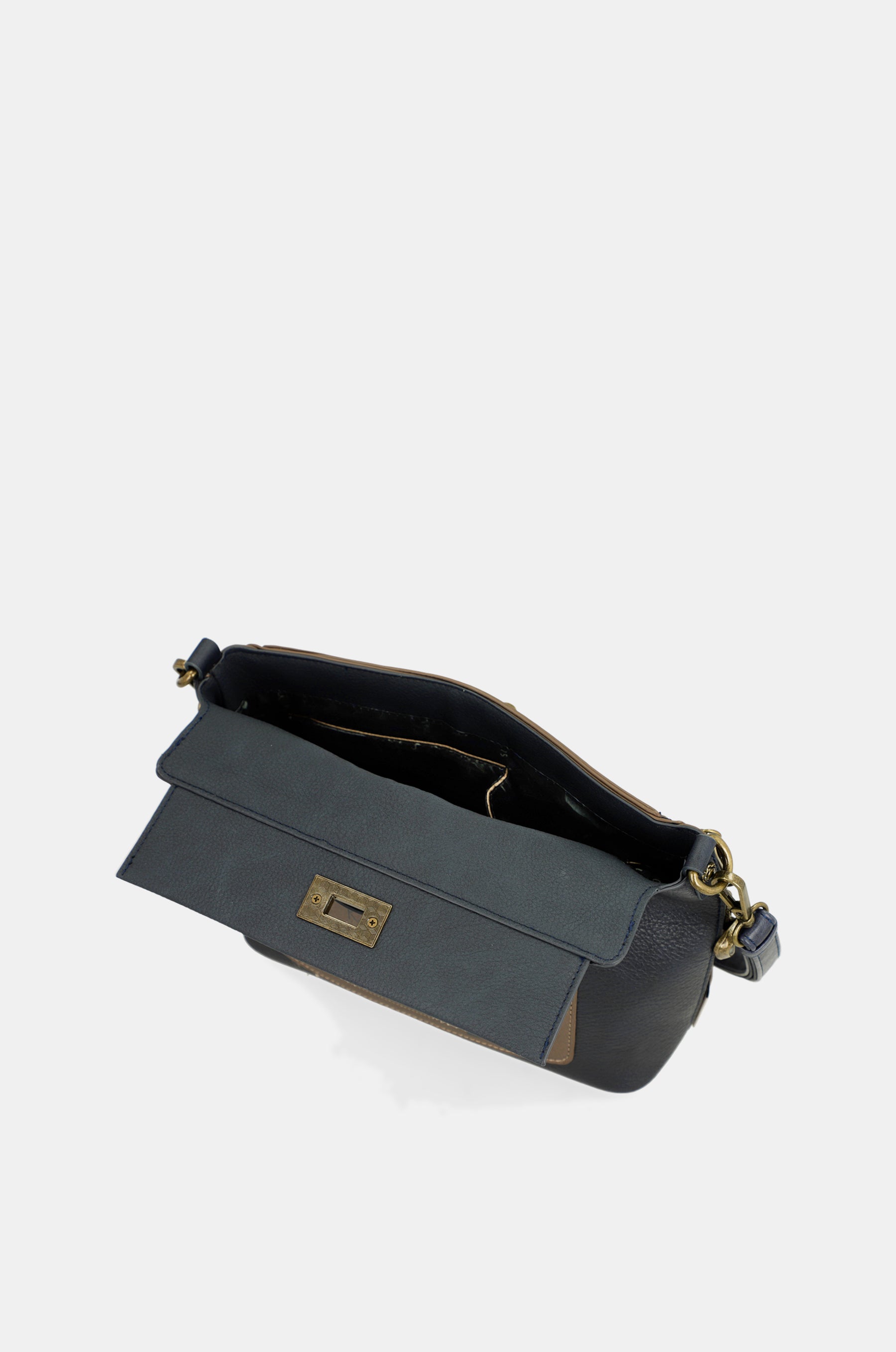 Studio crossbody bag with flap and short handle