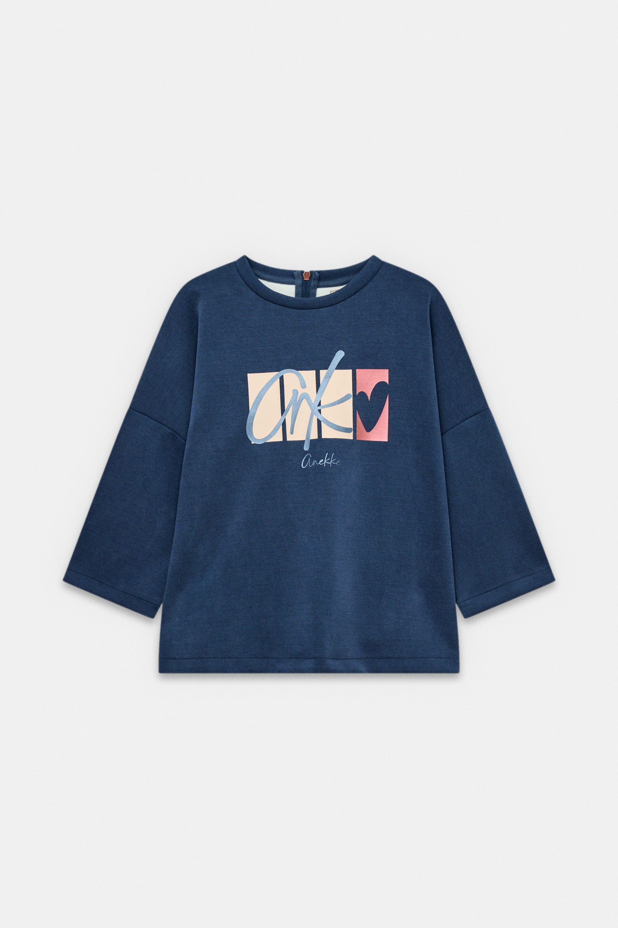 Navy-blue short-sleeve sweatshirt