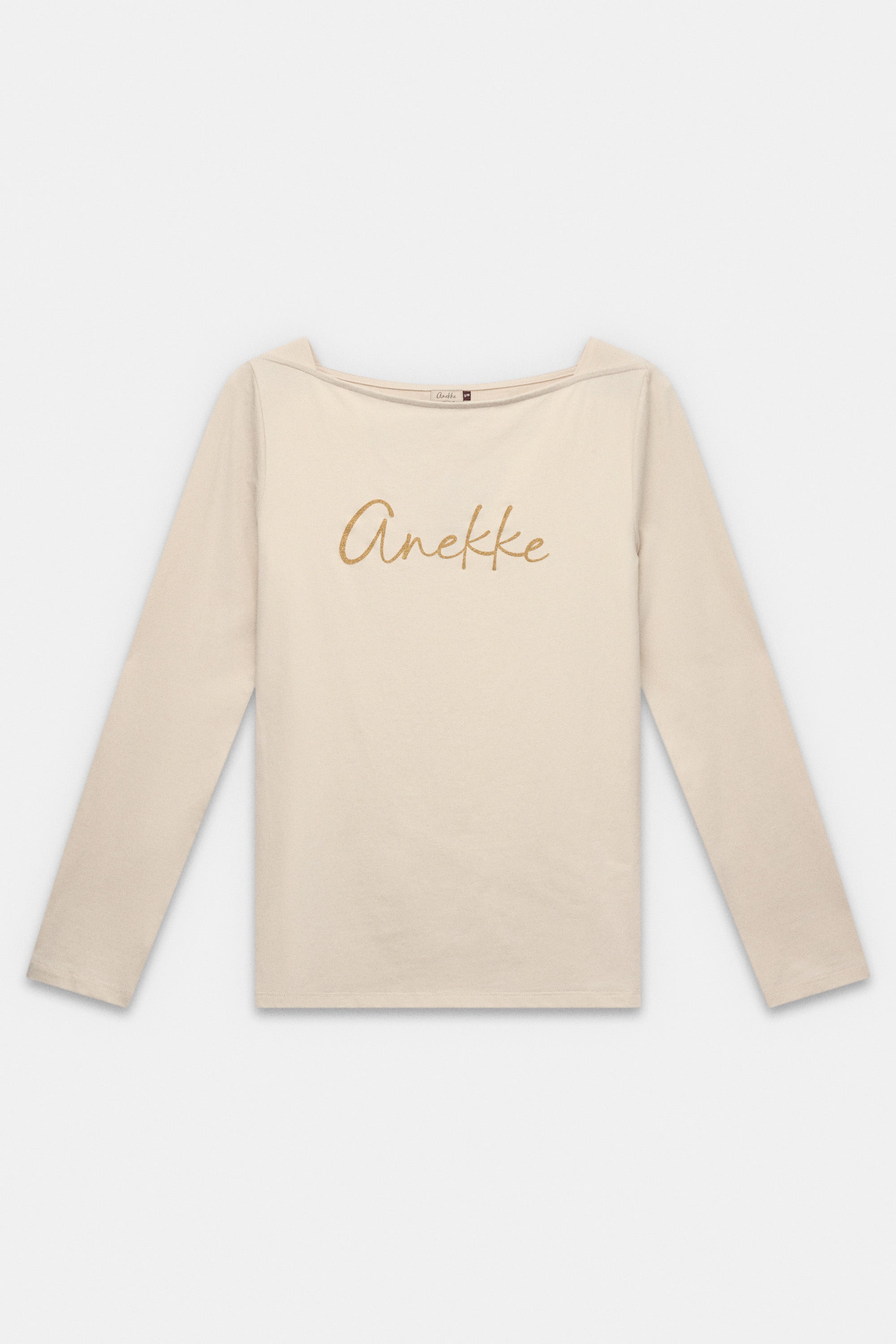 Beige long-sleeve T-shirt with logo