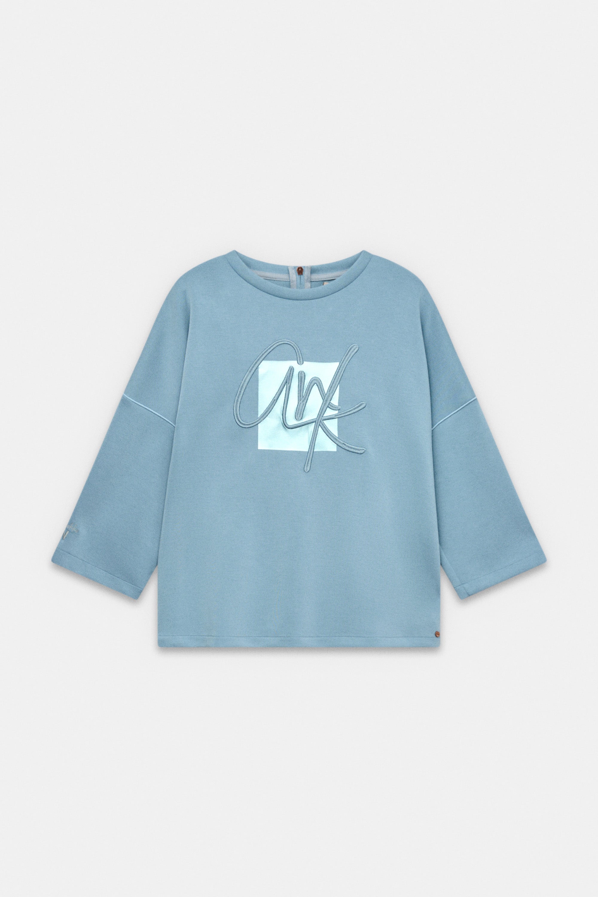 Blue short-sleeve sweatshirt