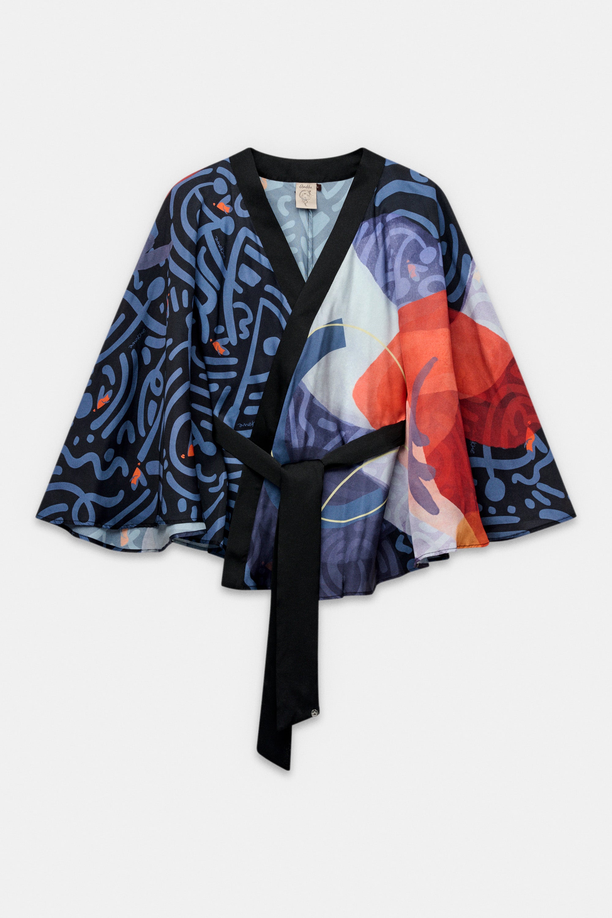 Fluid printed kimono