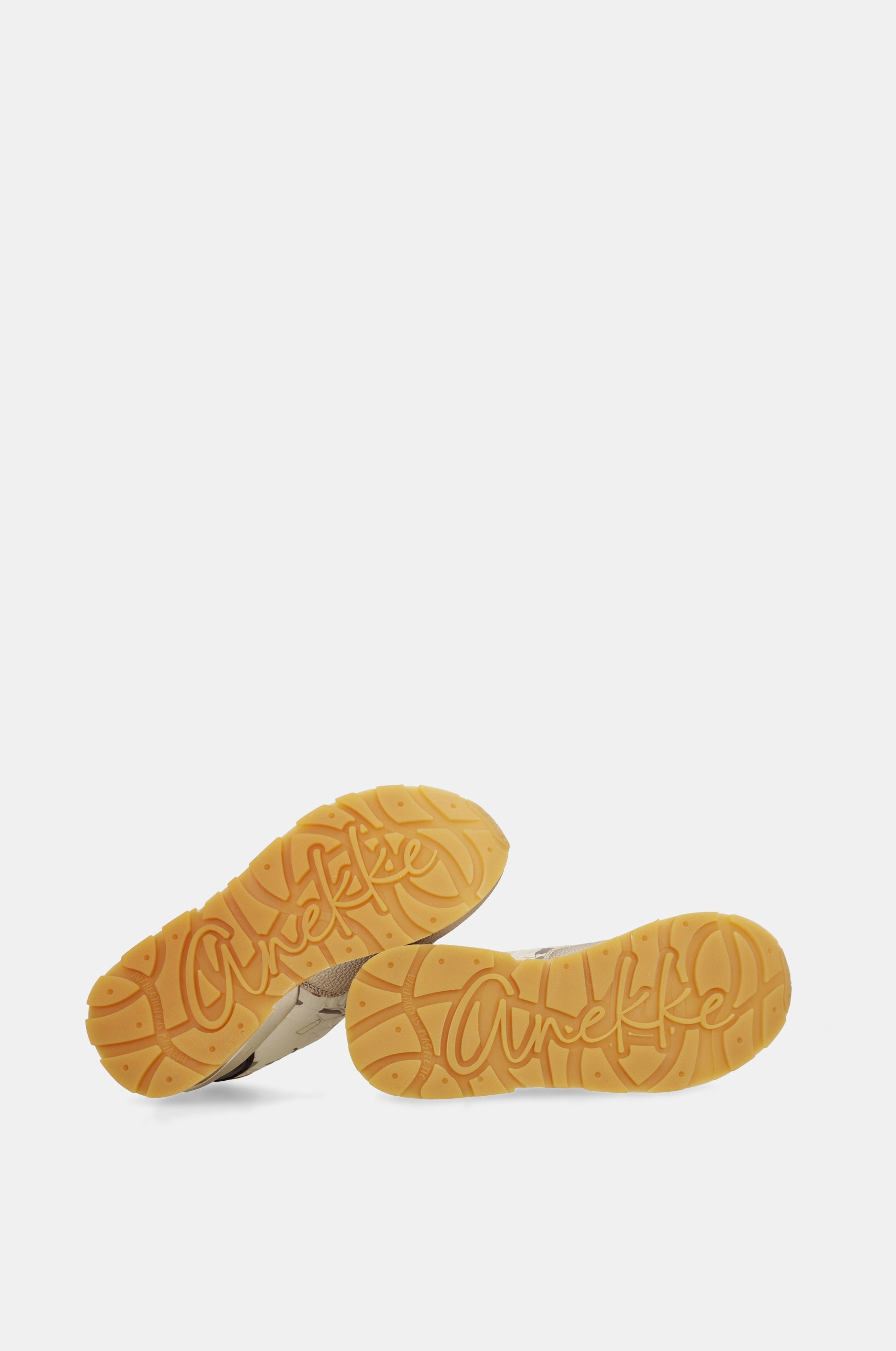 Beige and gold sneakers