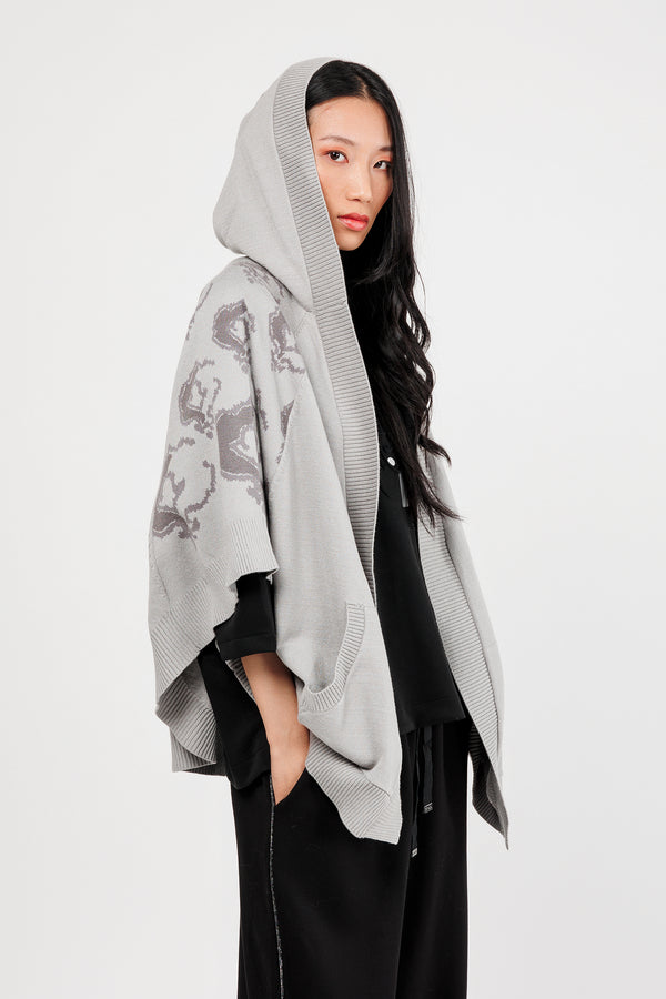 Grey poncho-style jacket