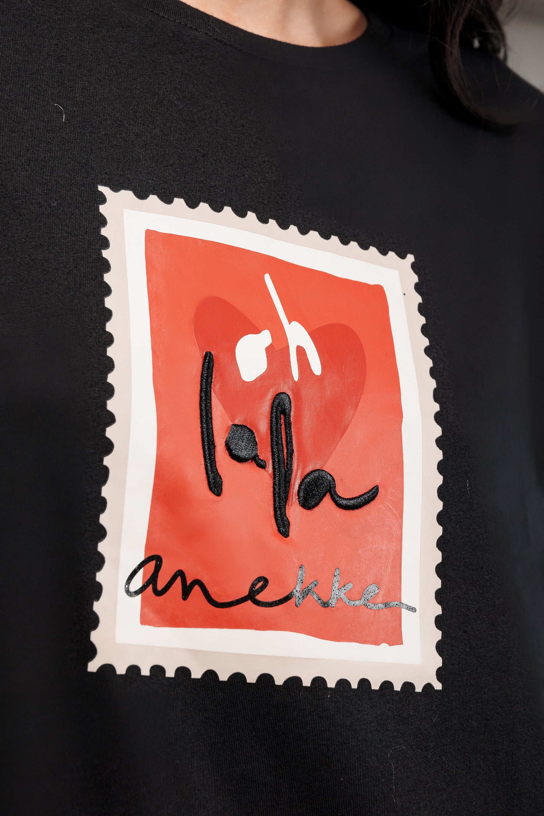 Mademoiselle black short sleeve T-shirt