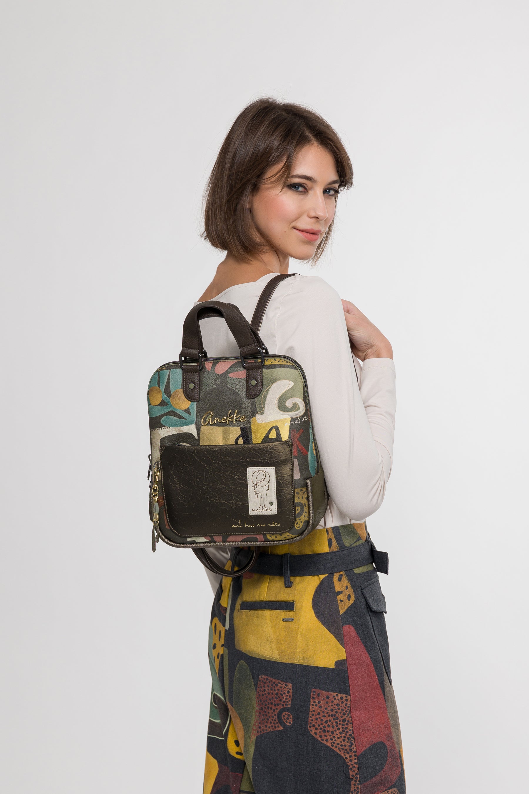 Short-handle printed backpack Amphora