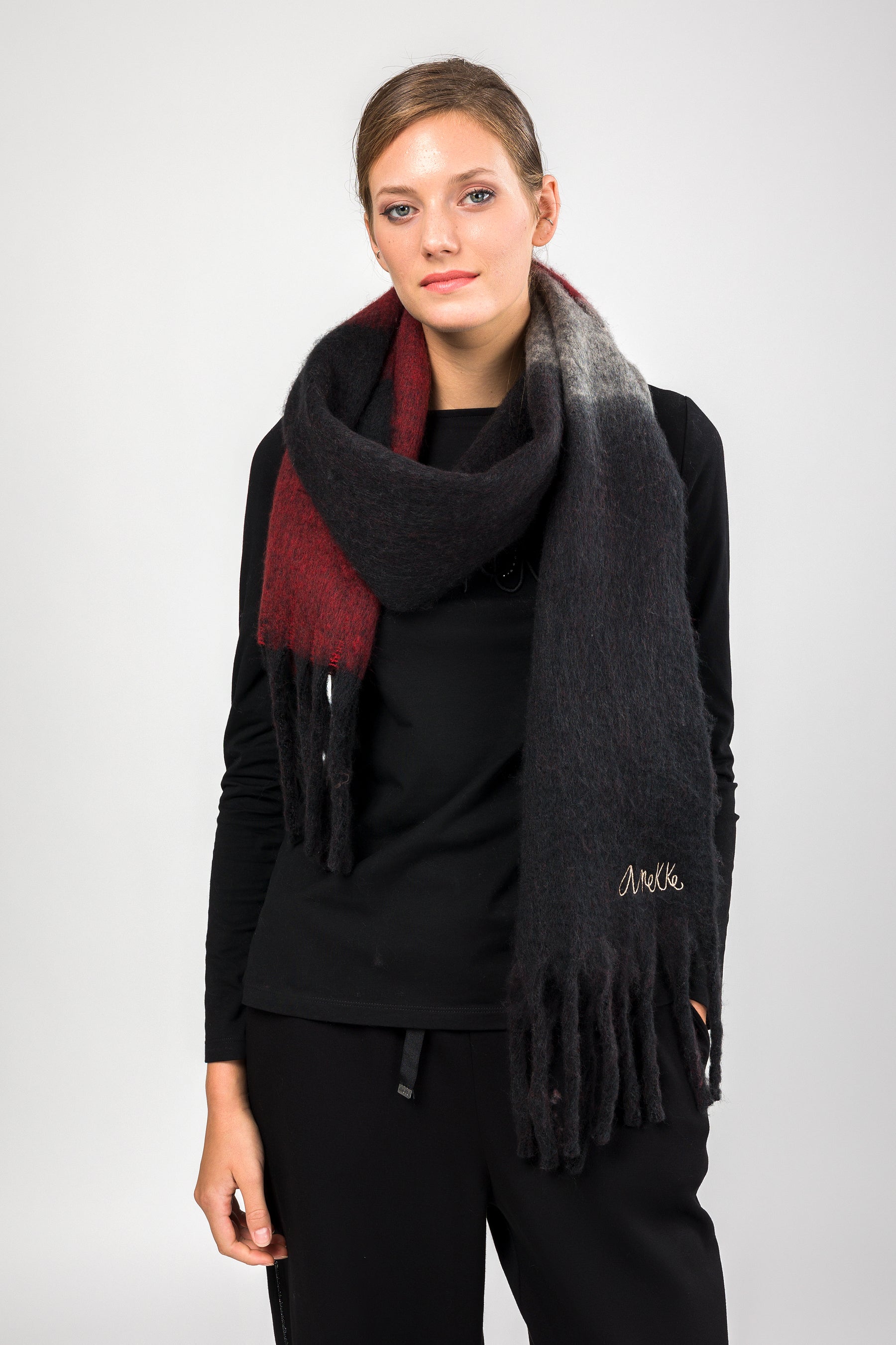 Printed fringed scarf