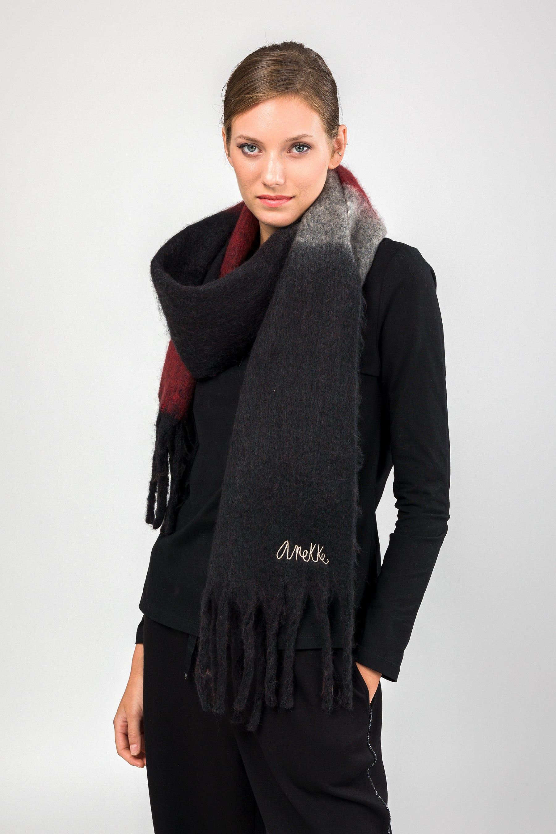 Printed fringed scarf