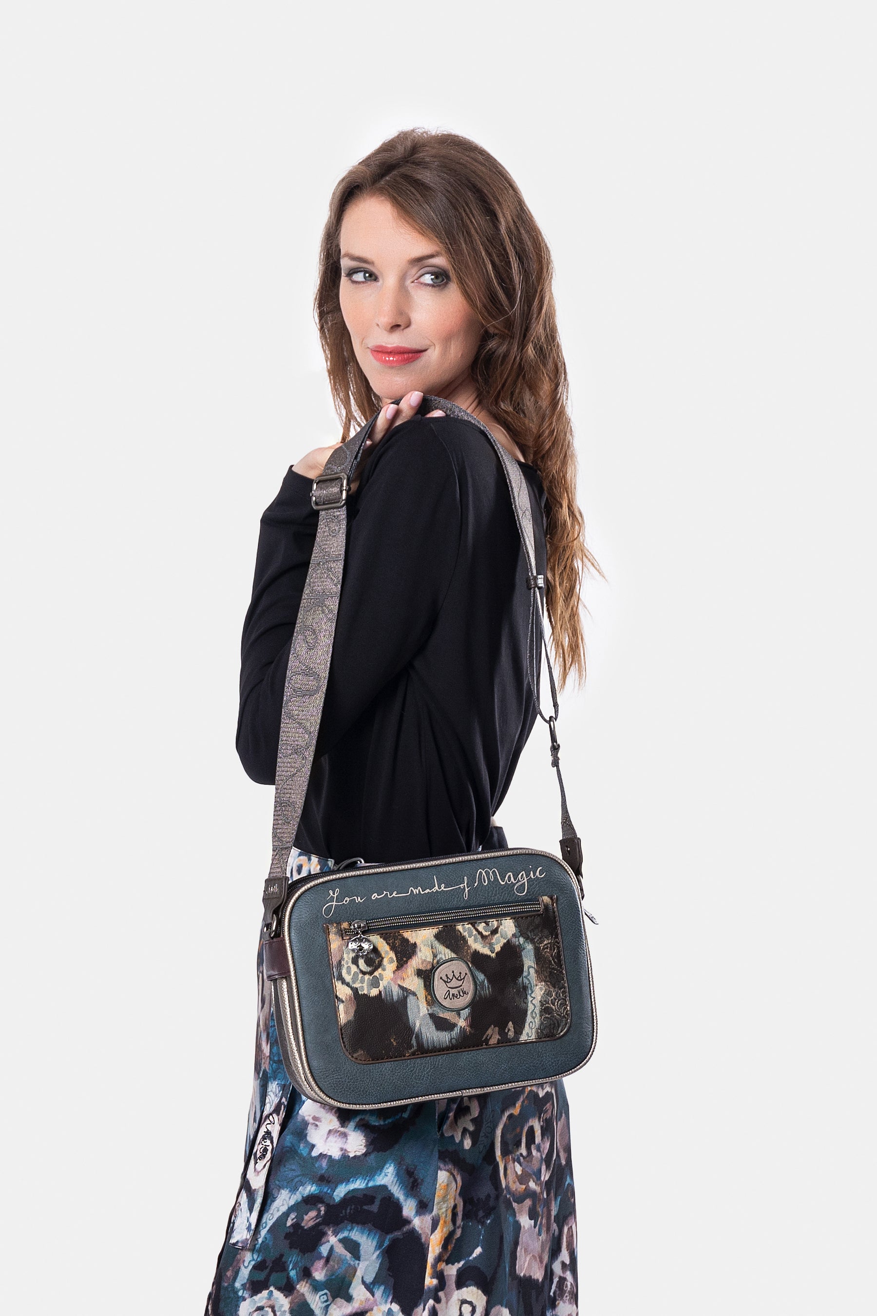 Real 3-compartment crossbody bag
