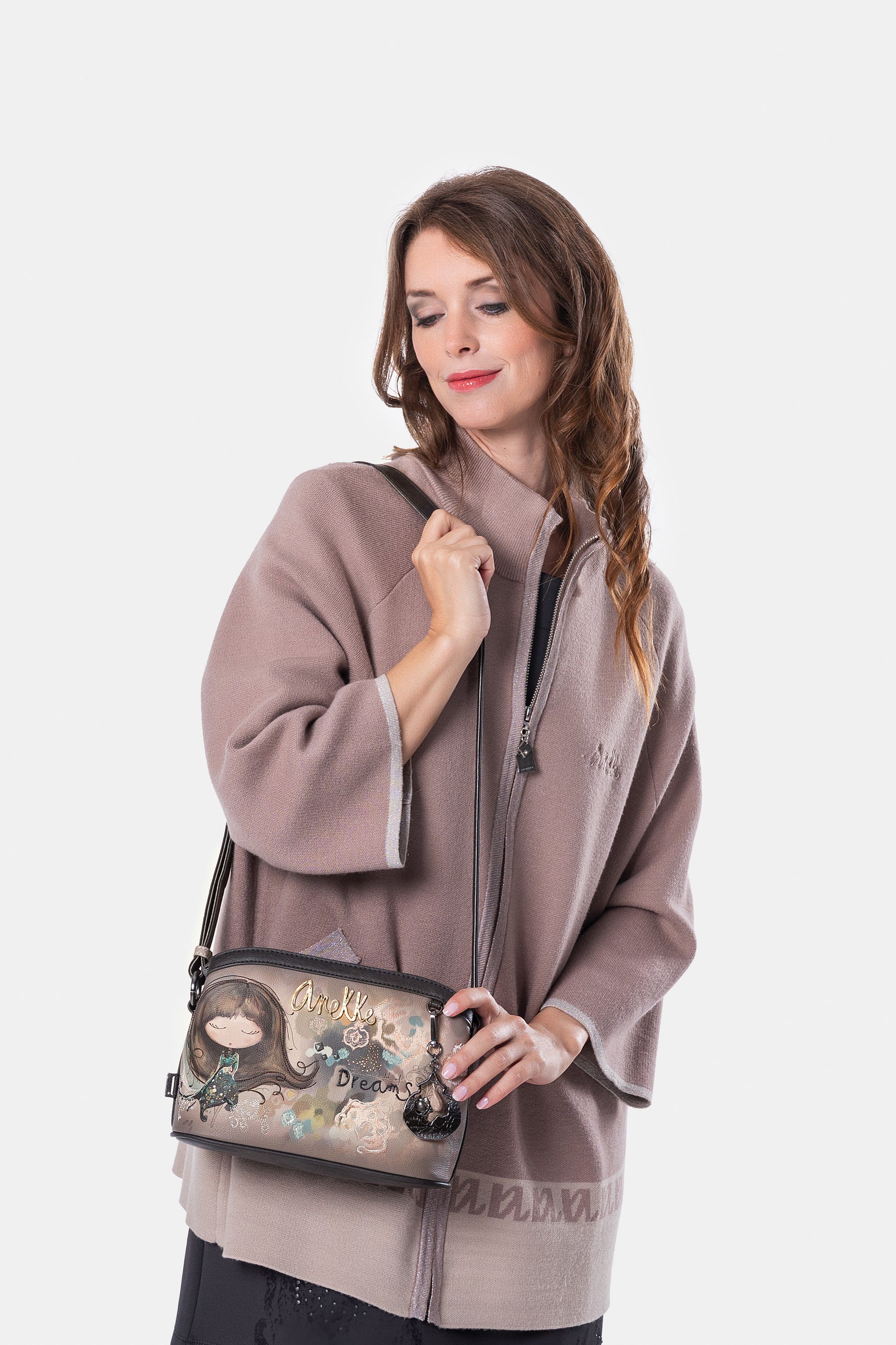 Real 3-compartment medium crossbody bag
