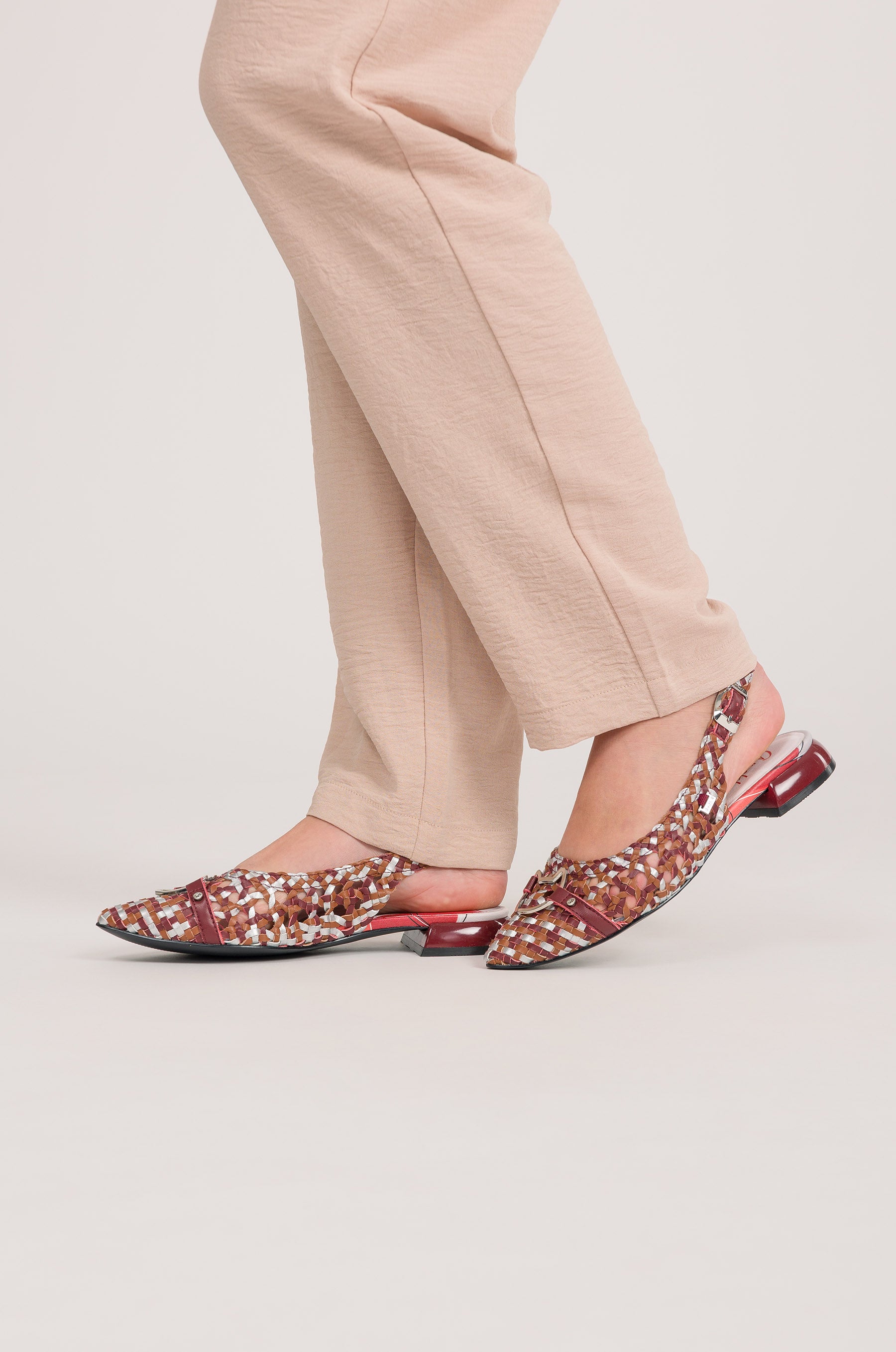 Burgundy slingback sandals