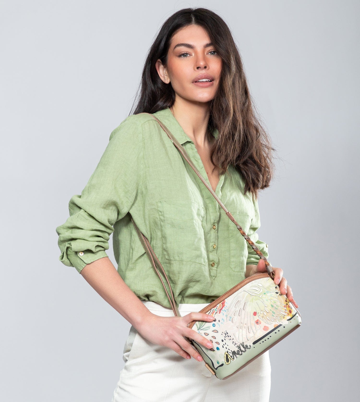 Butterfly crossbody bag with triple compartments