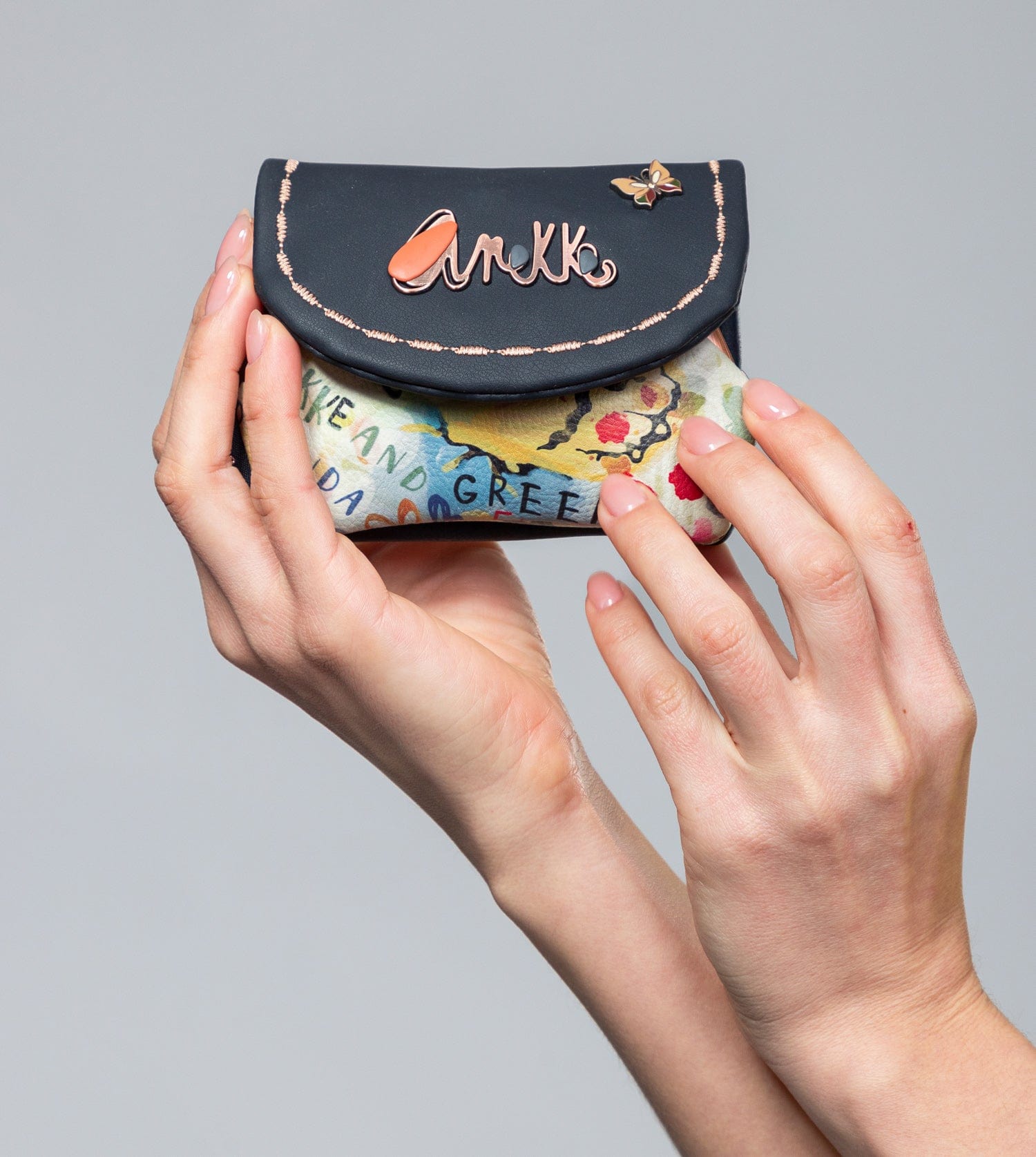 Nature Pachamama navy blue flap wallet