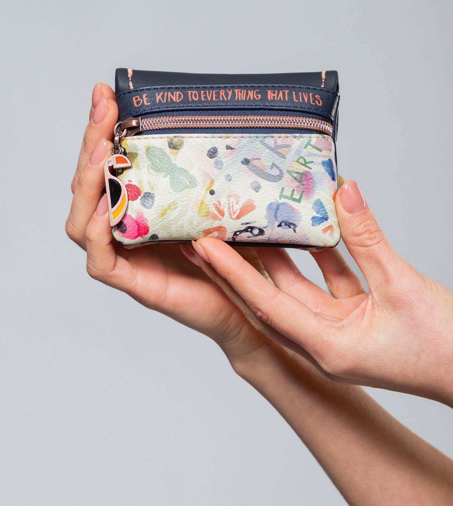 Nature Pachamama navy blue flap wallet