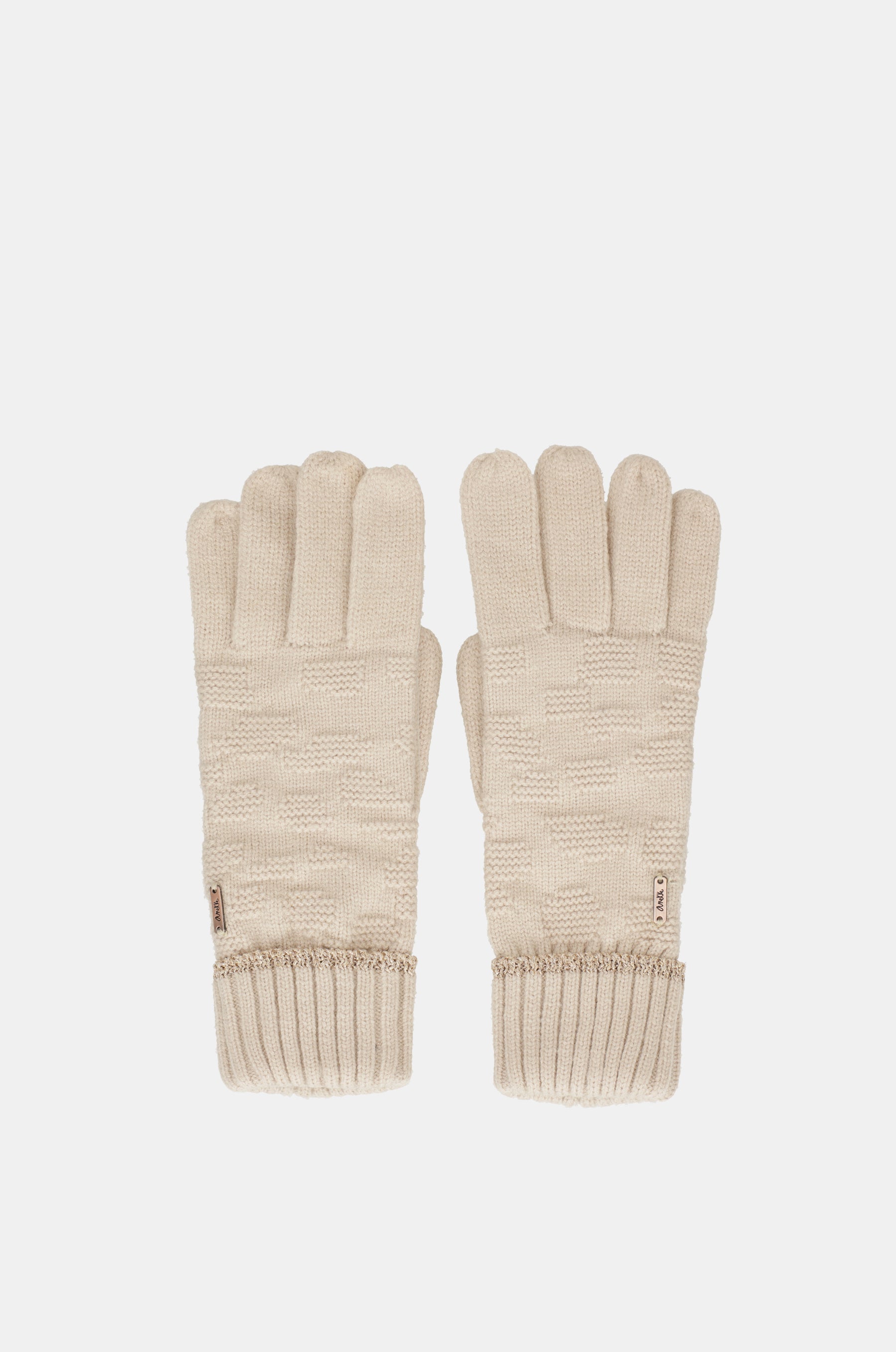Beige knit gloves