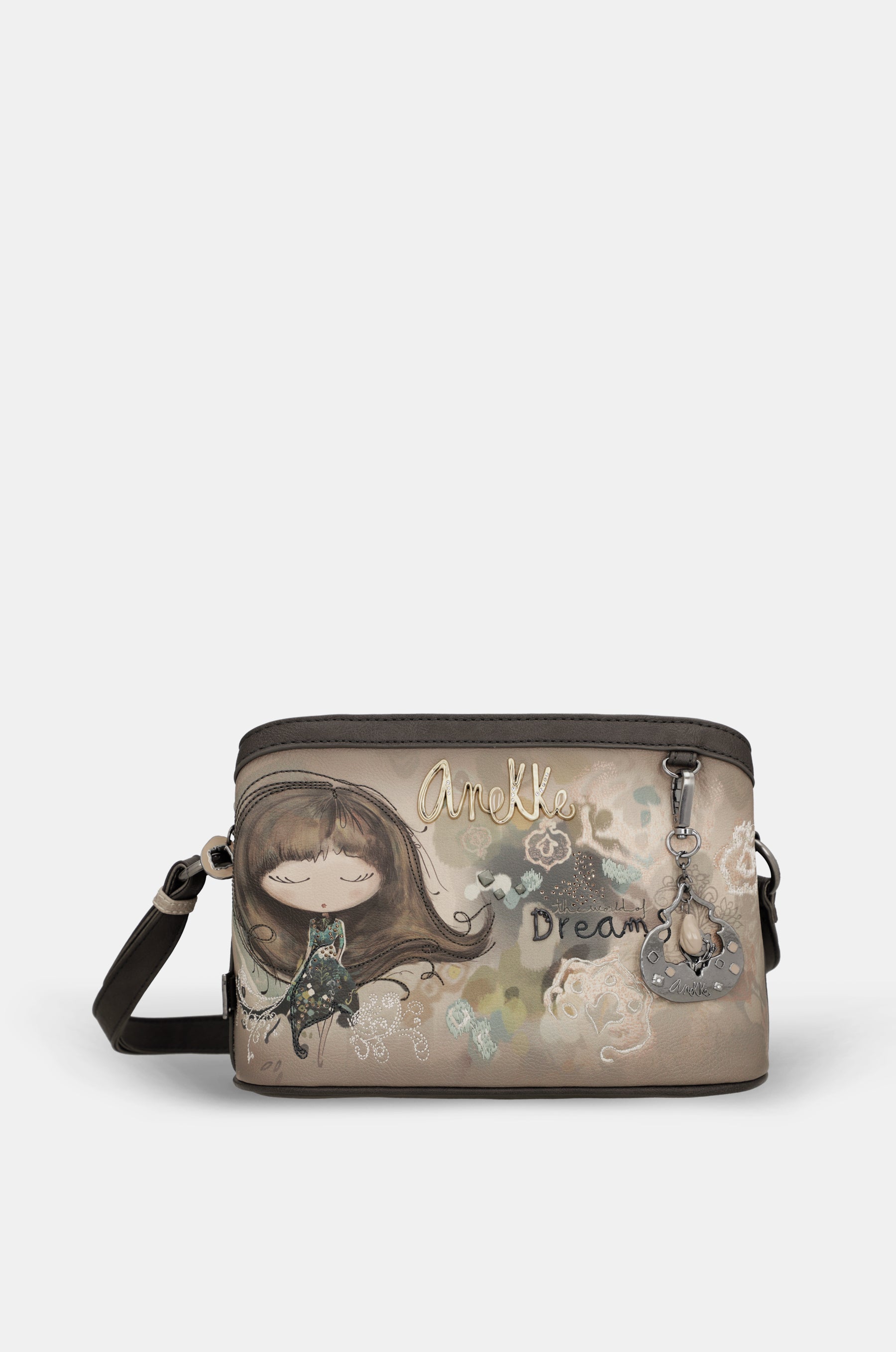 Real 3-compartment medium crossbody bag