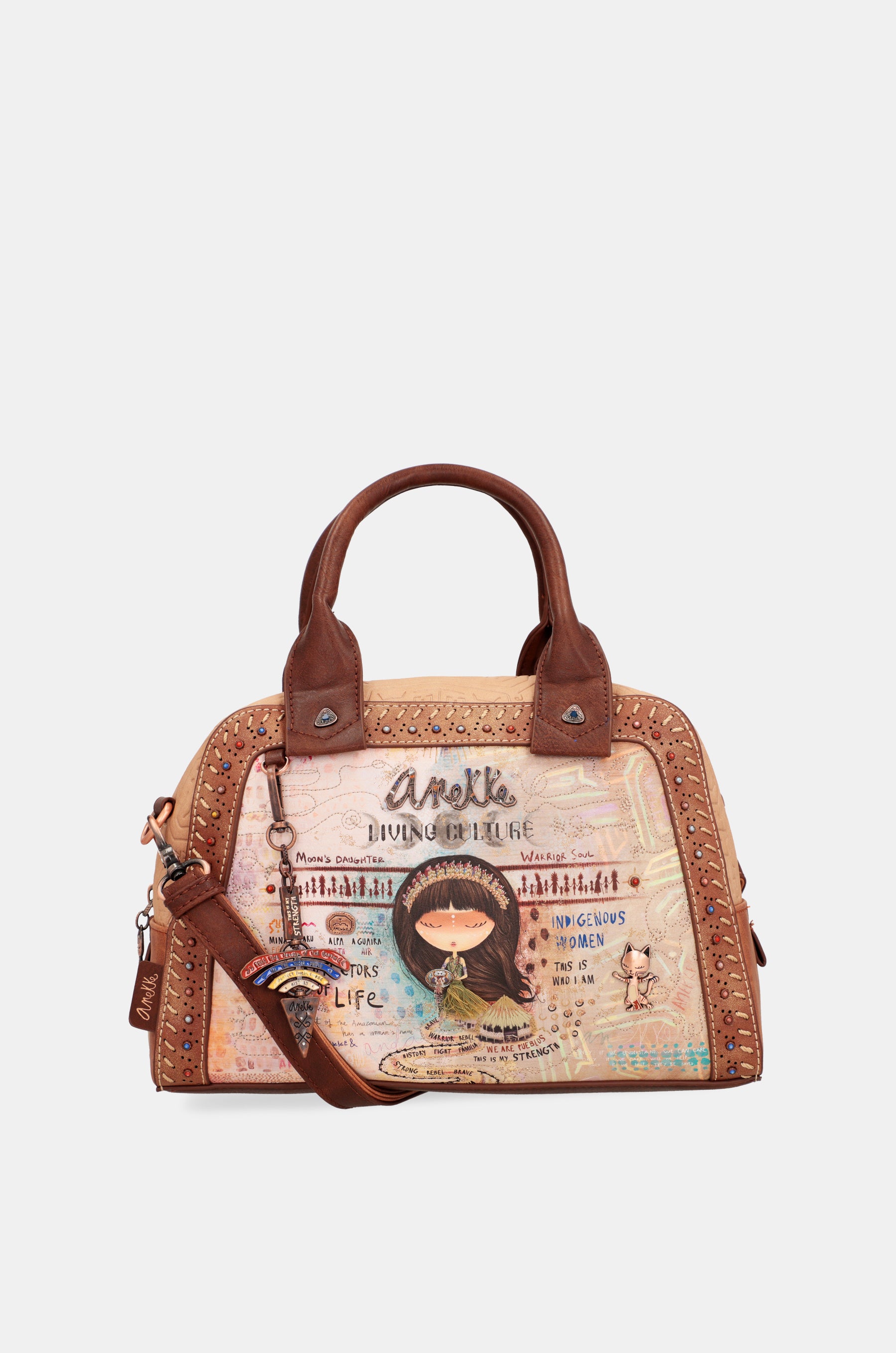 Menire double handle bag with shoulder strap