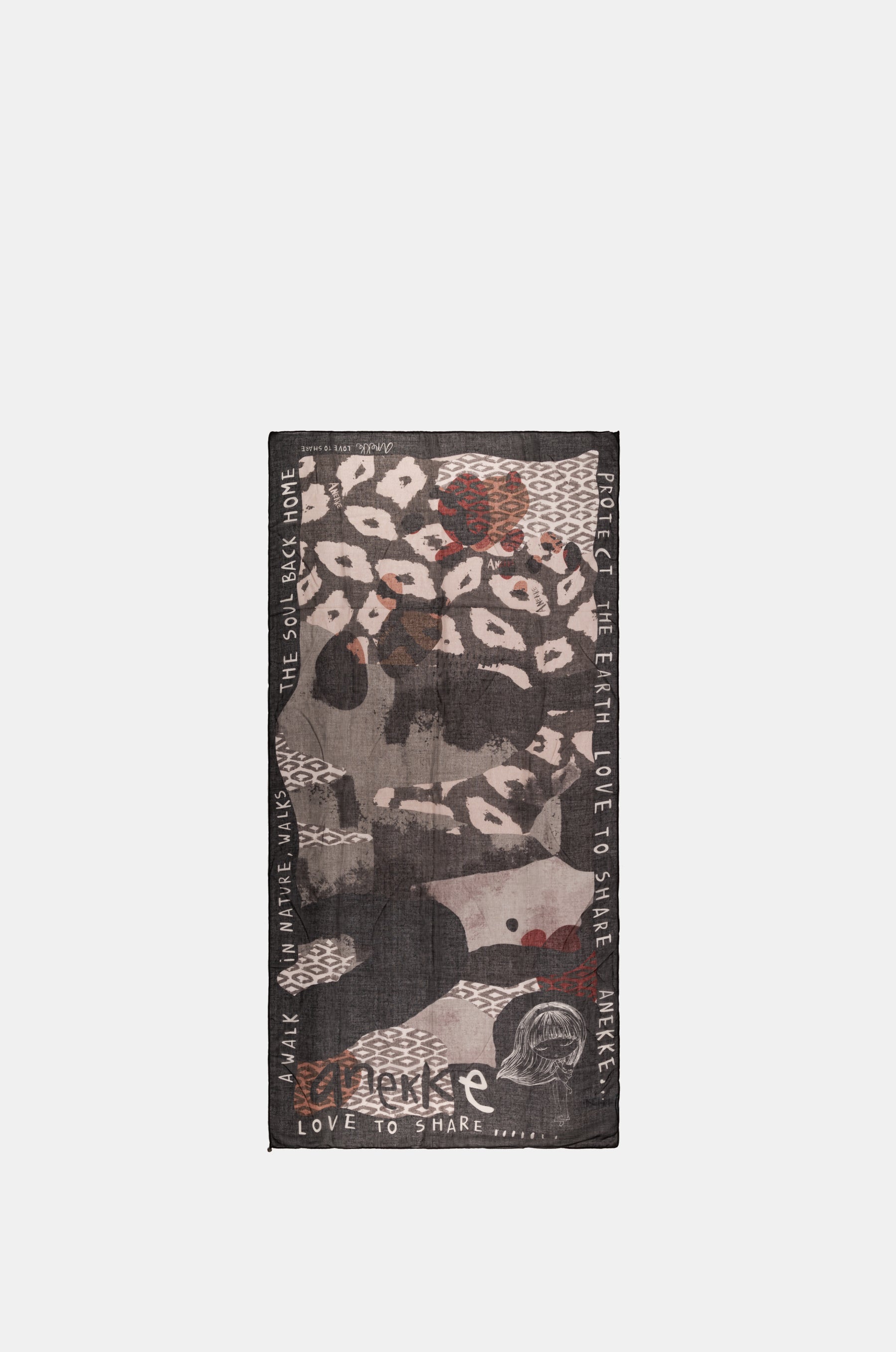 Amazonia black printed scarf