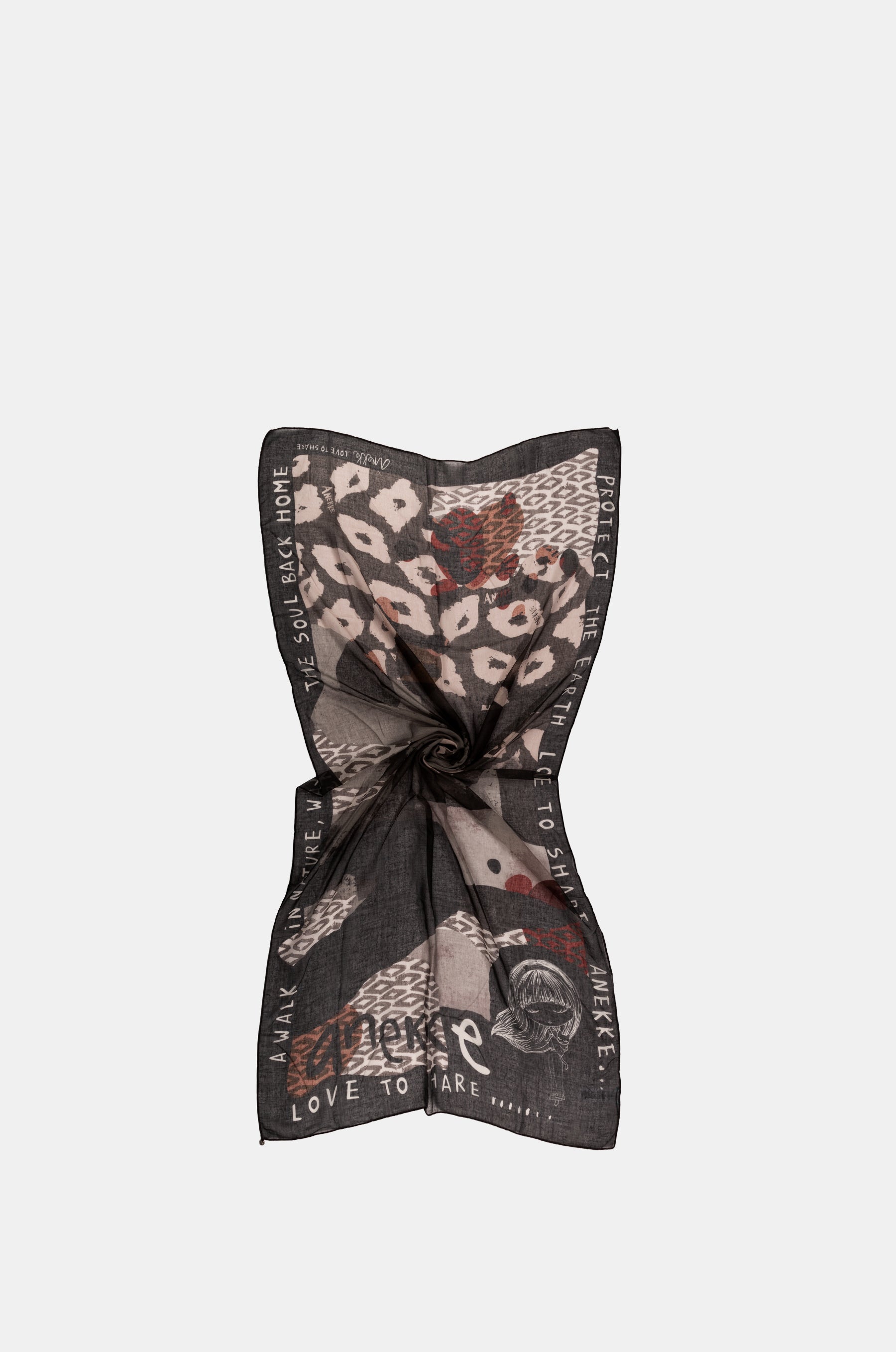 Amazonia black printed scarf