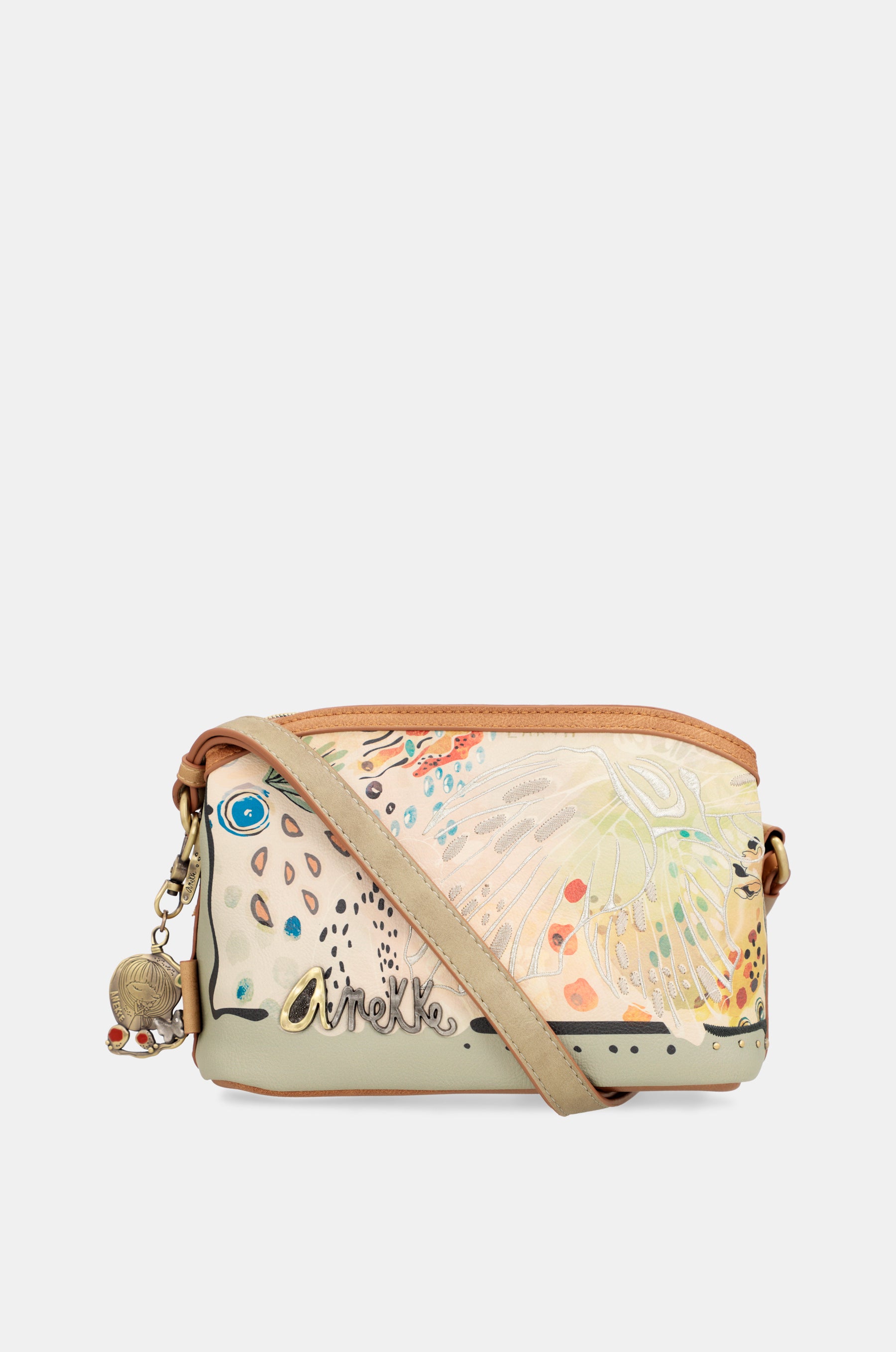 Butterfly crossbody bag with triple compartments