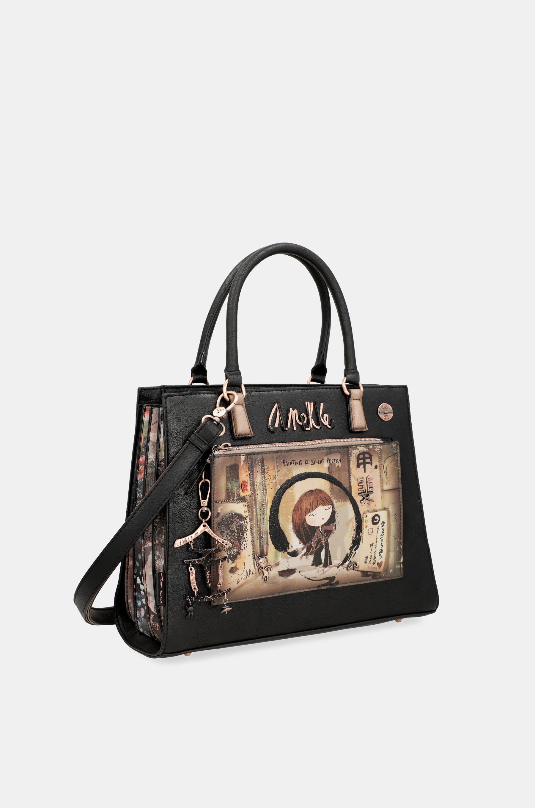 Shōen black tote with shoulder strap