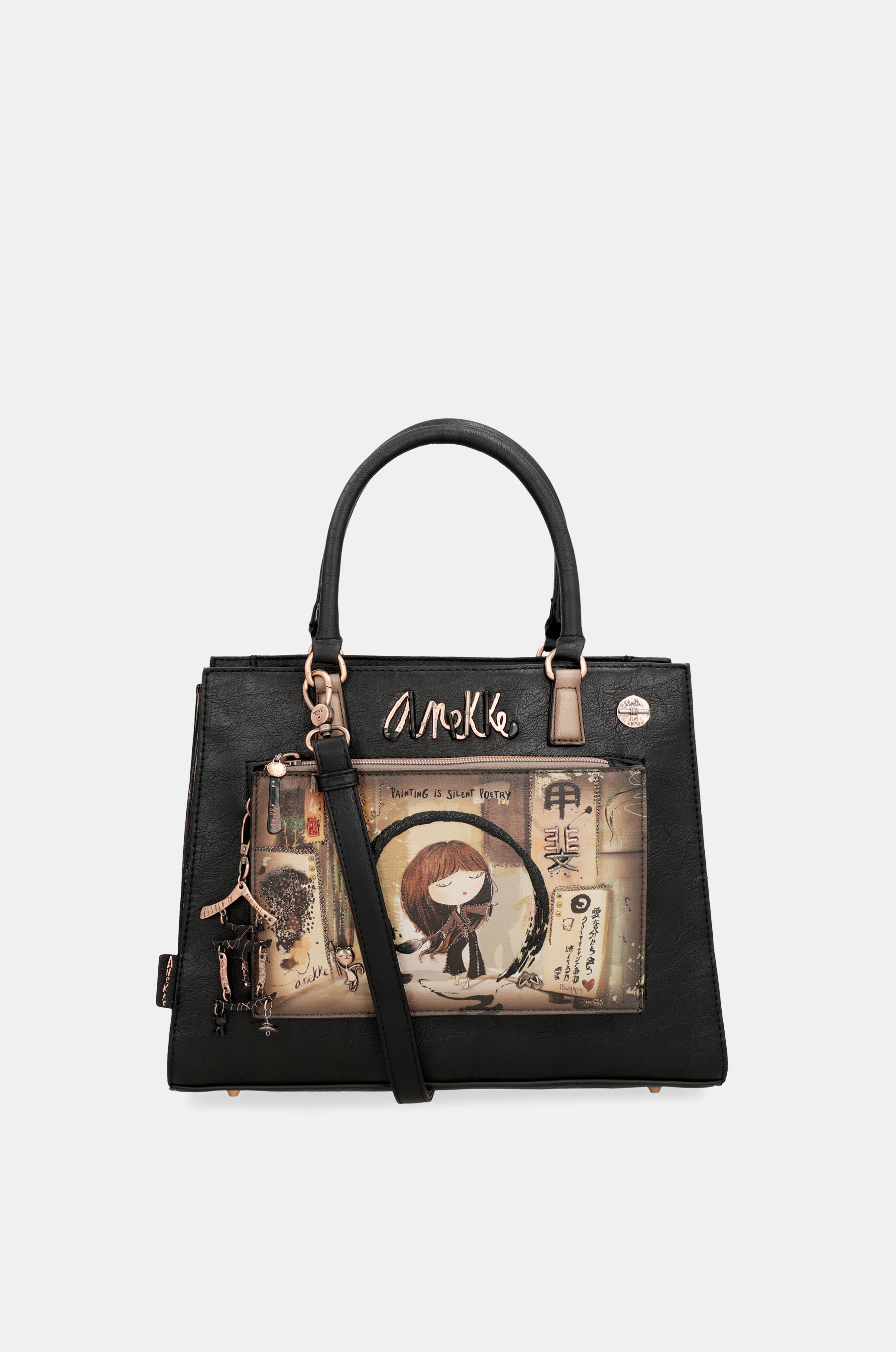 Shōen black tote with shoulder strap