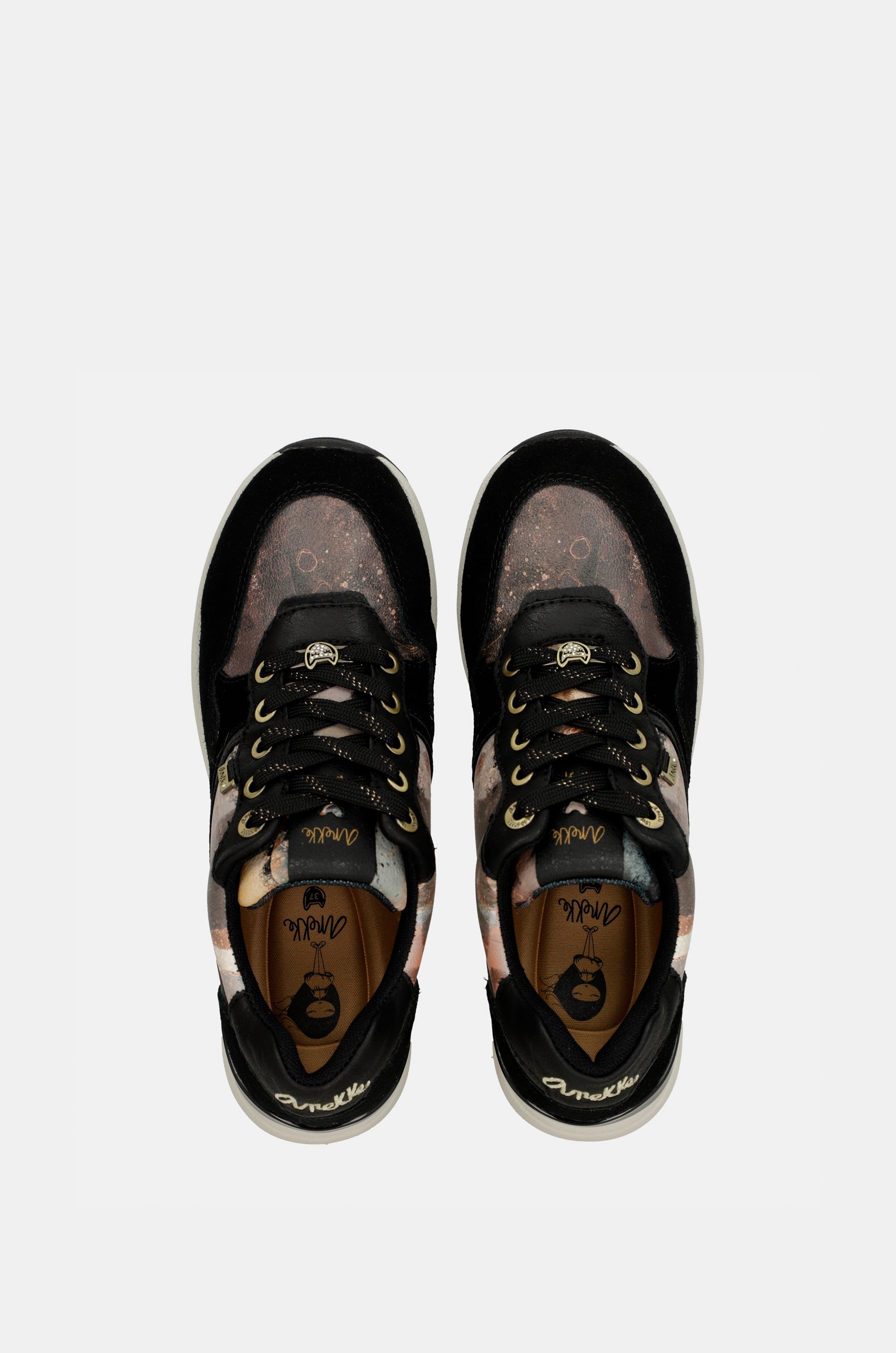 Black Padded Sports Sneakers with Wedge