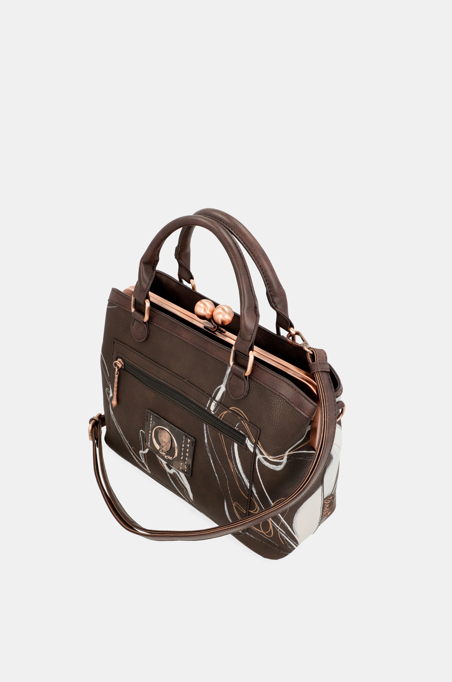 Nature Shodō Brown Mouthpiece Handbag