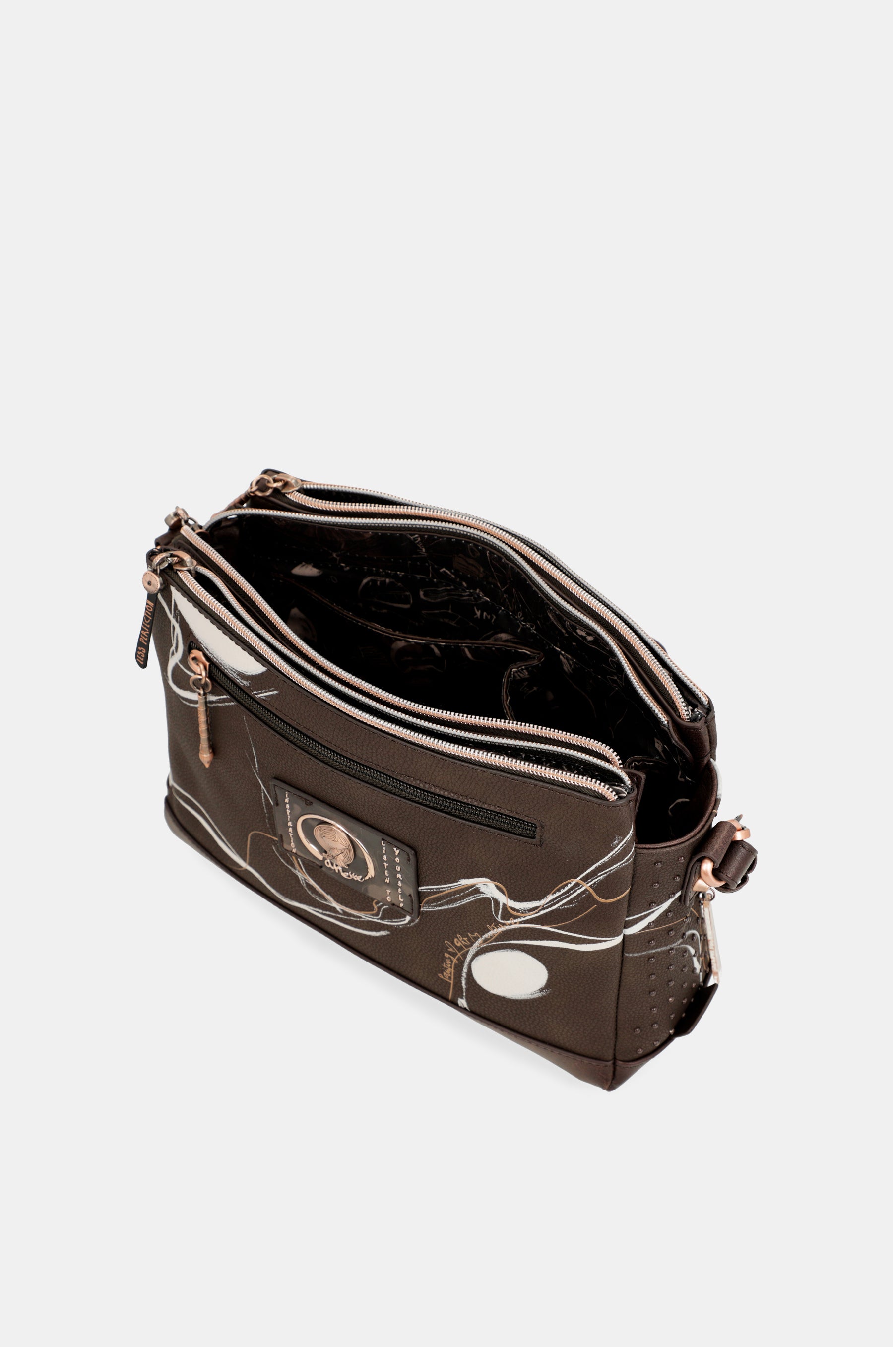 Nature Shodō brown 3 compartment messenger bag brown