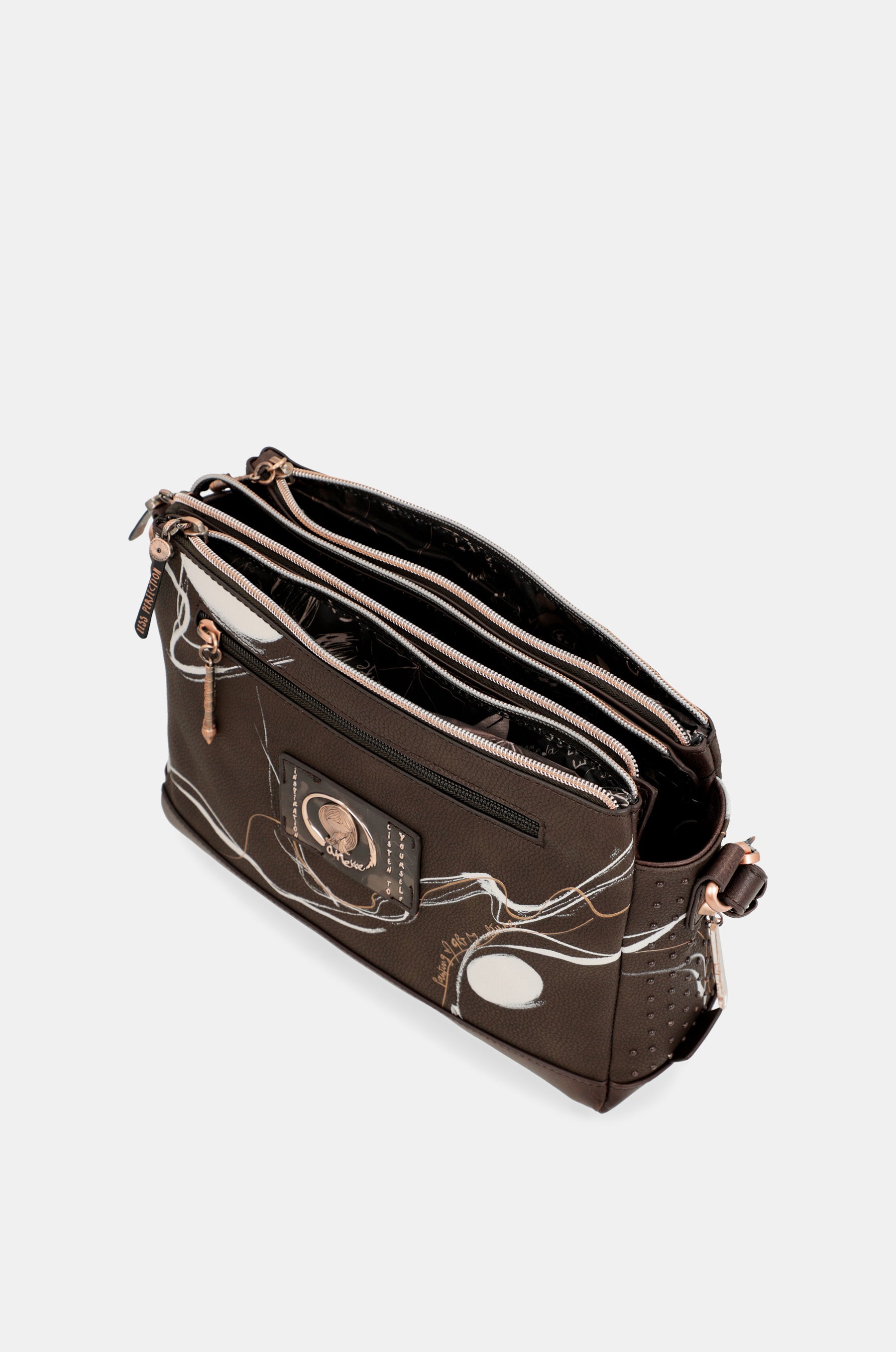 Nature Shodō brown 3 compartment messenger bag brown
