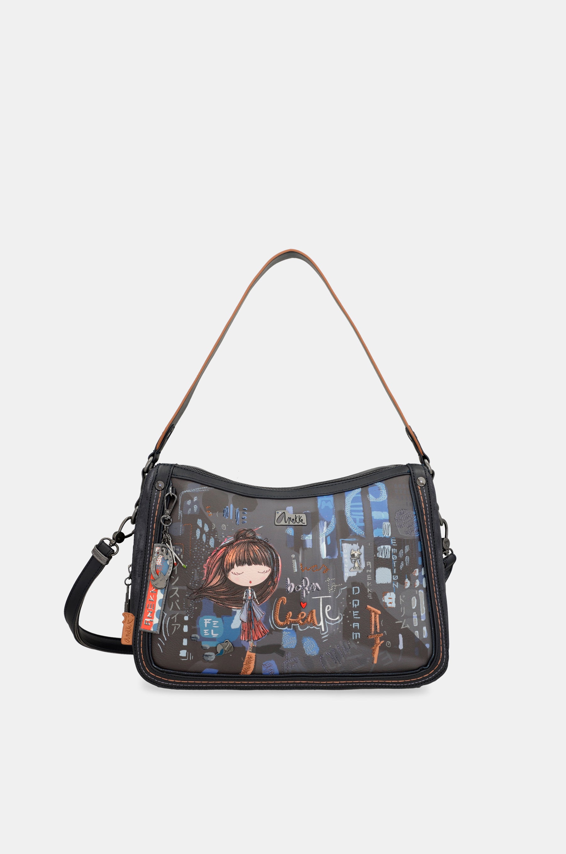 Contemporary shoulder bag with shoulder strap