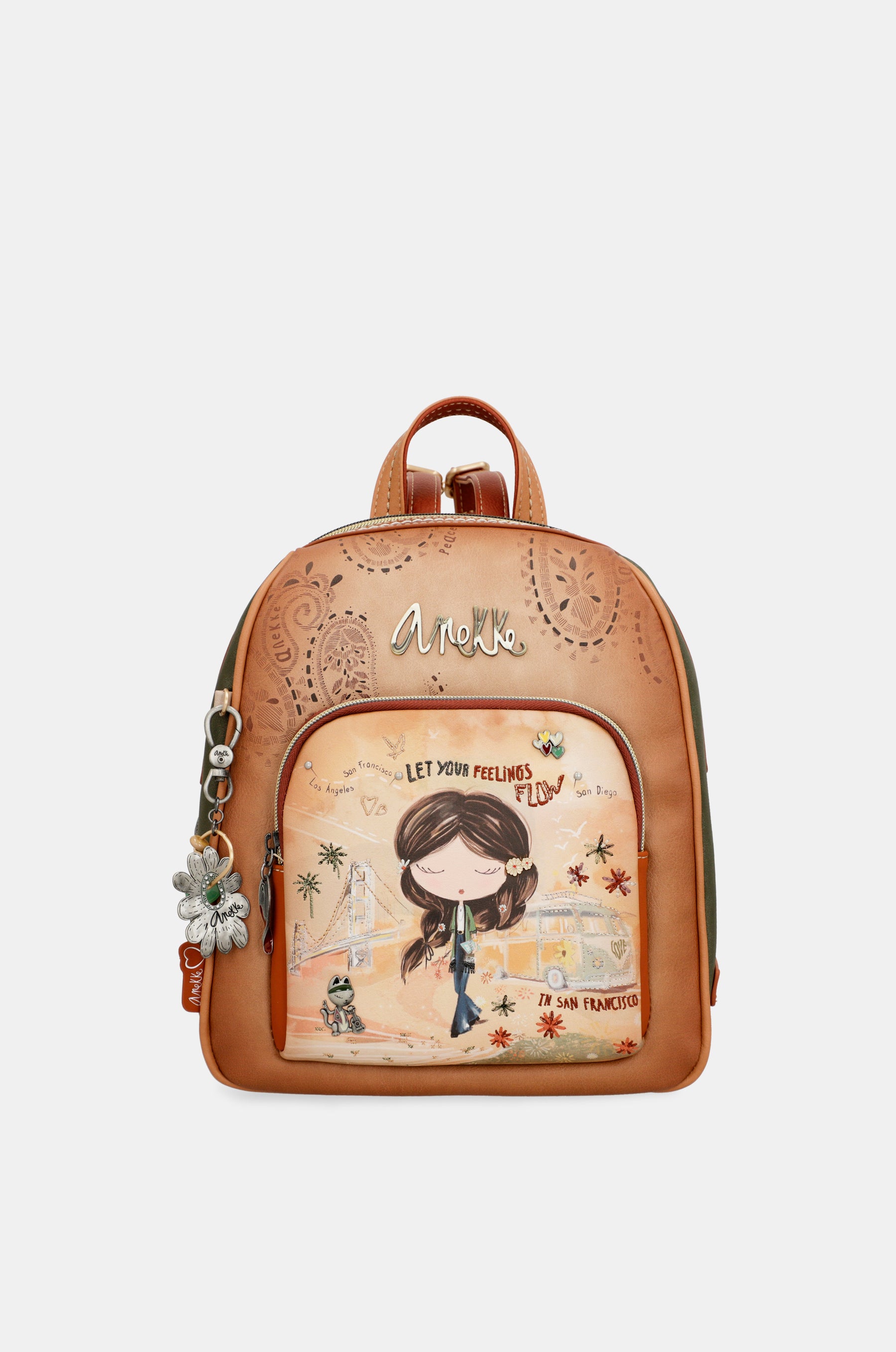Peace & Love camel medium backpack