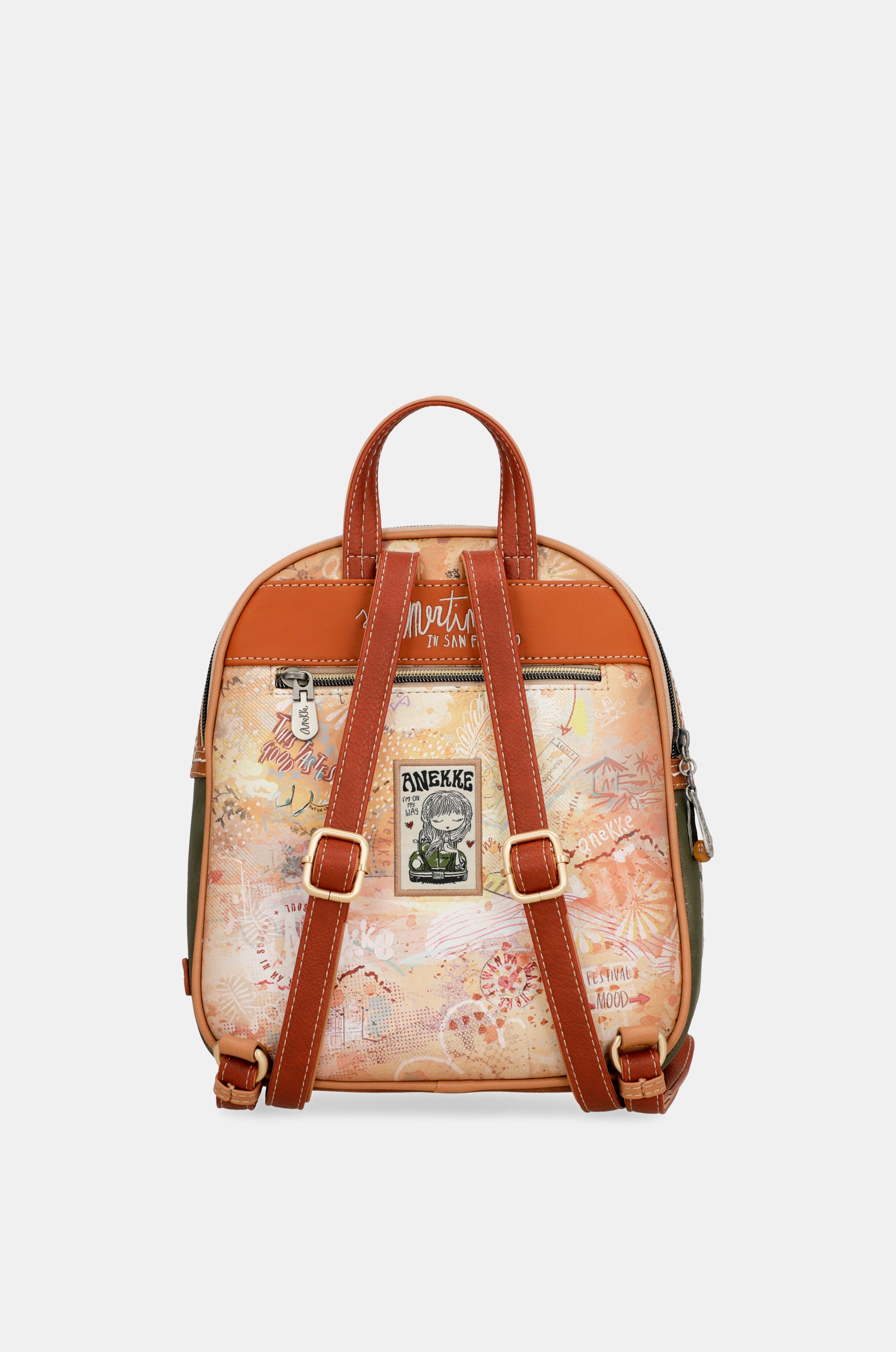 Peace & Love camel medium backpack