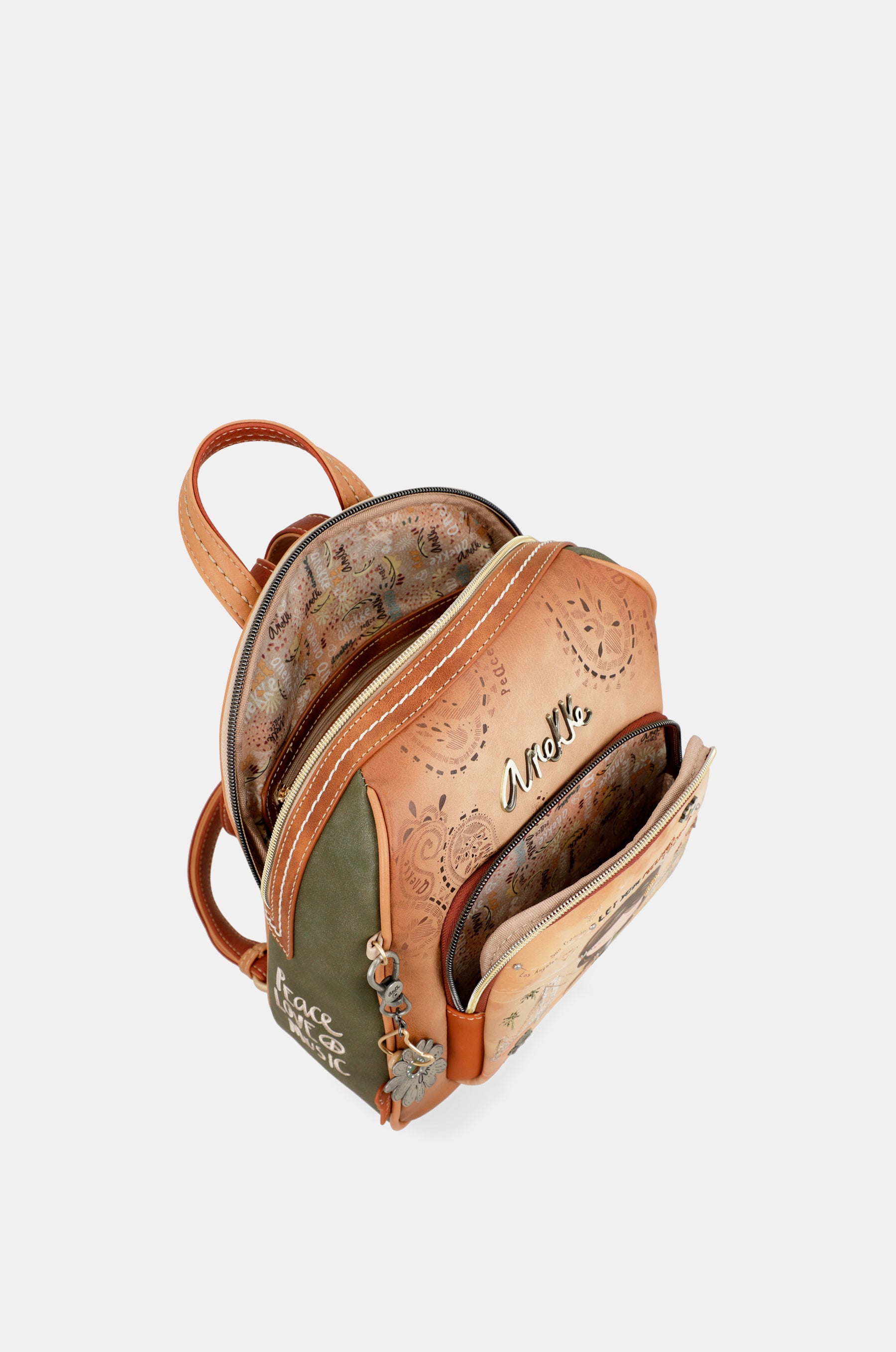 Peace Love Camel Rectangular Crossbody Bag