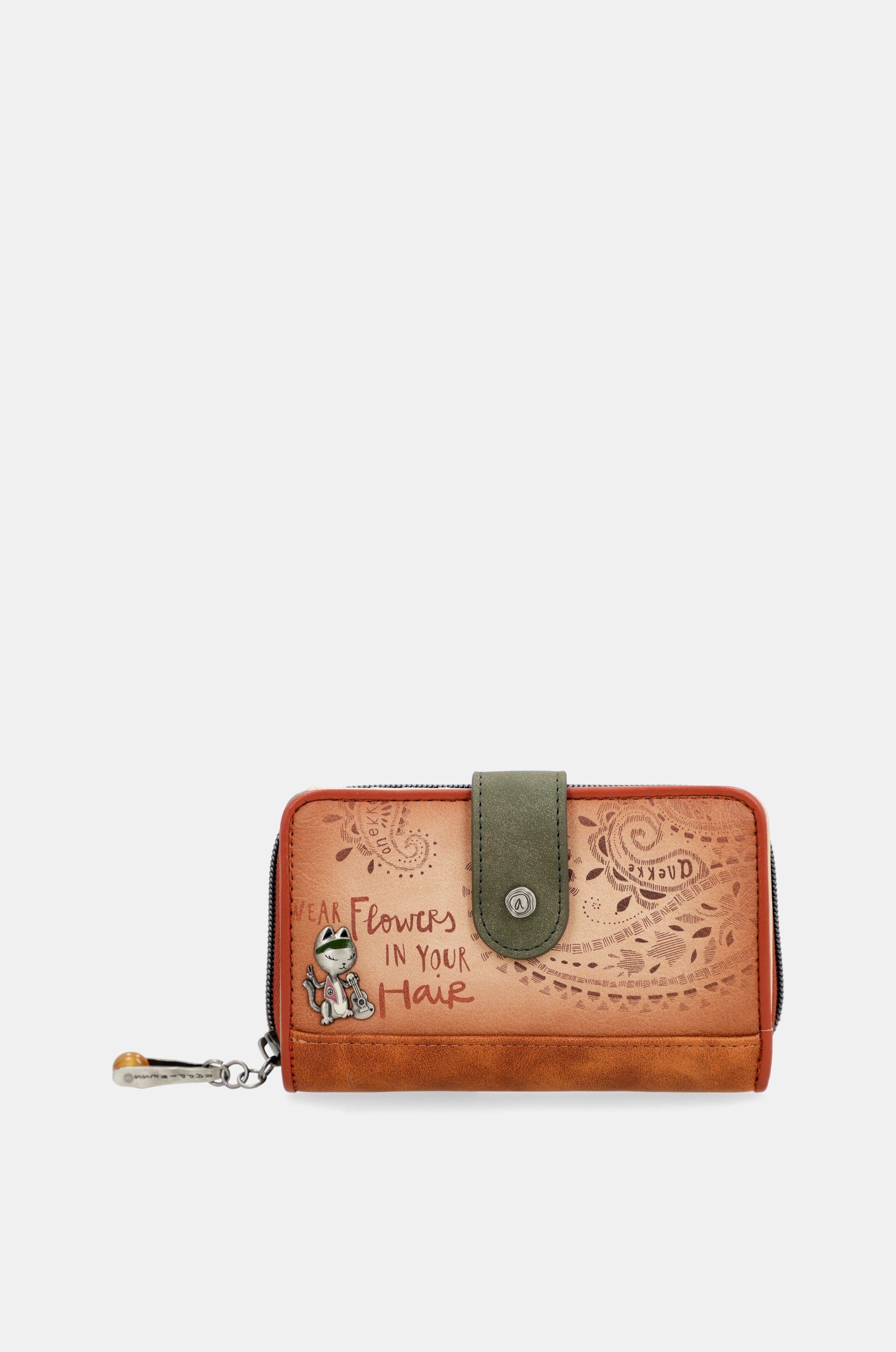 Peace & Love camel medium RFID wallet