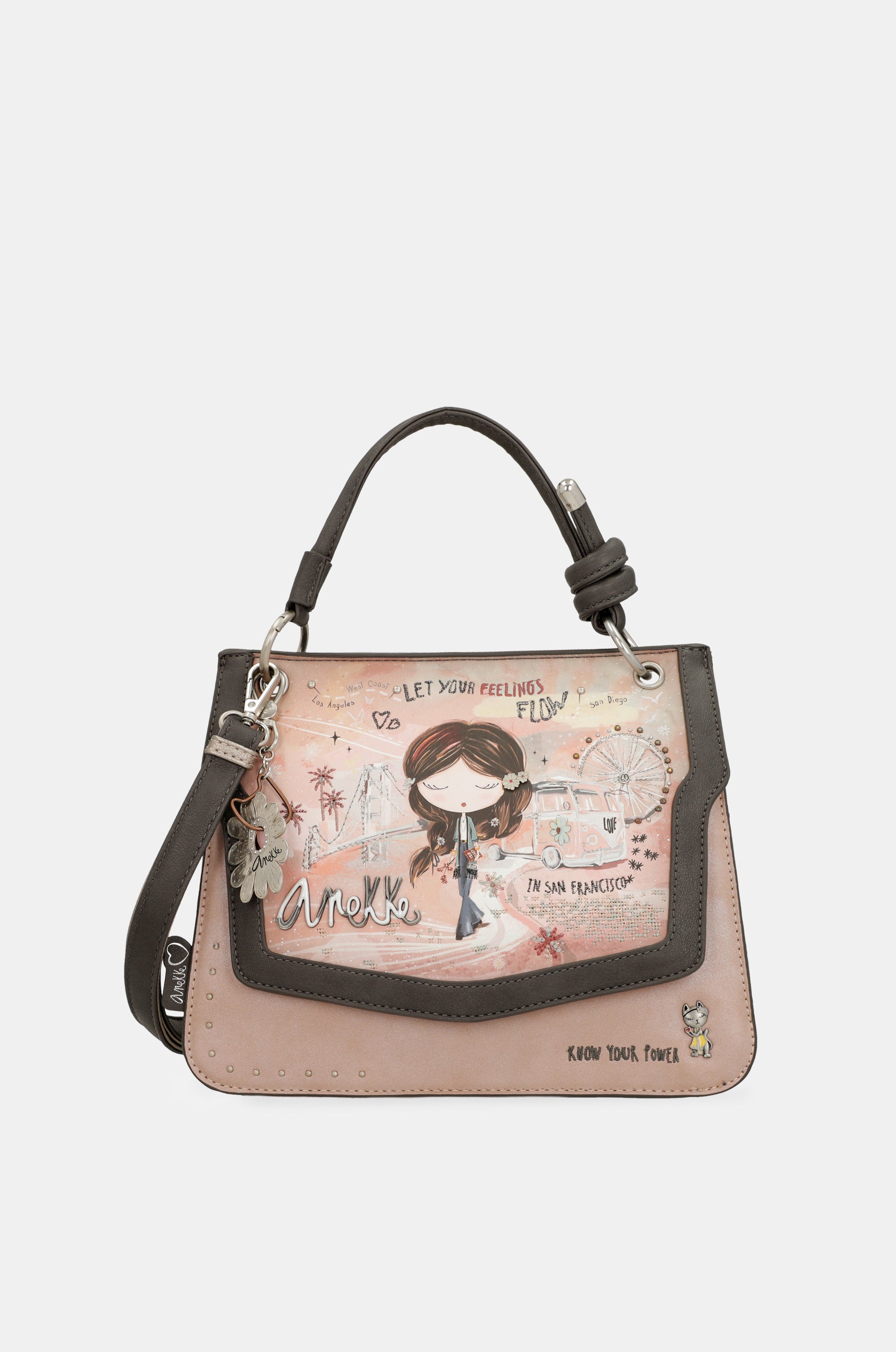 Peace & Love pink flap bag